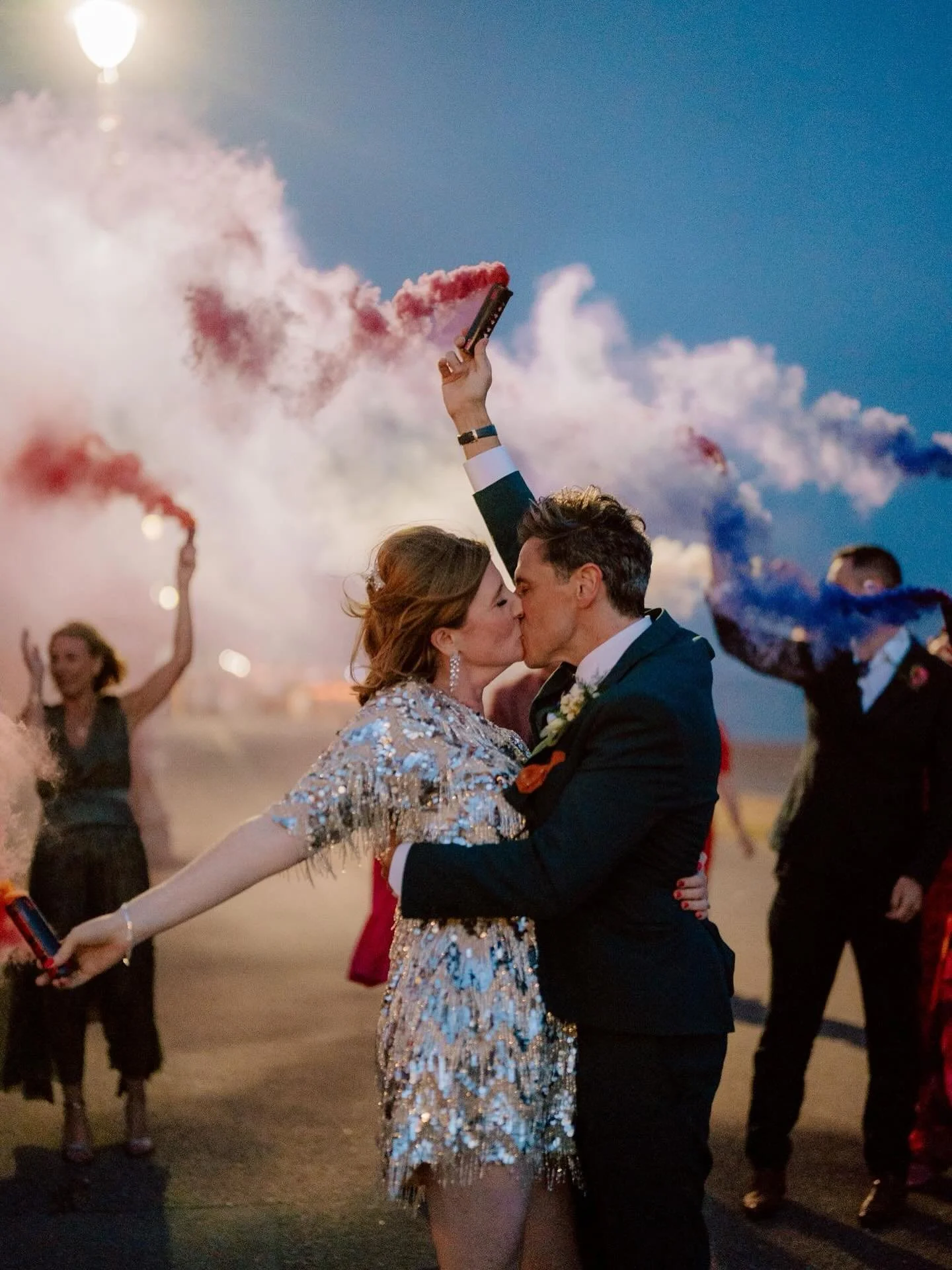 The showstopper! 🪩 reflecting light and joy in this silver mini dress. The perfect choice for this beautiful &lsquo;winter&rsquo; bride. 🕺🏻