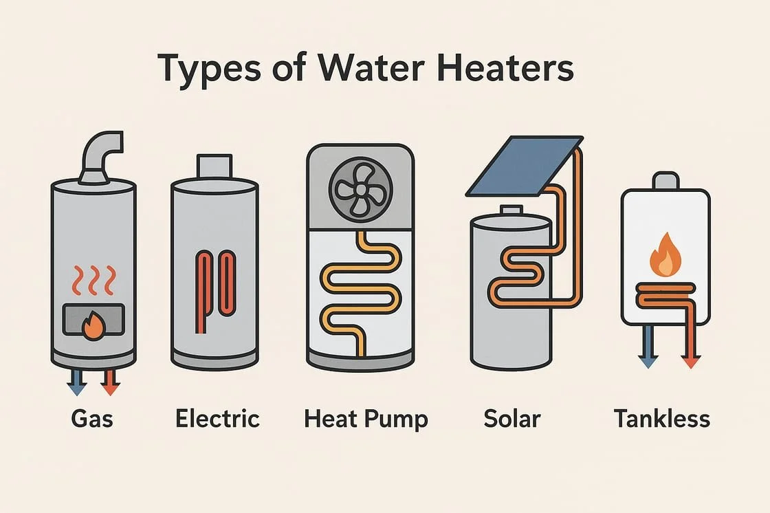 Gas, Electric, Heatpump, Solar, Tankless Water Heater Comparison from a technology and energy efficiency standpoint