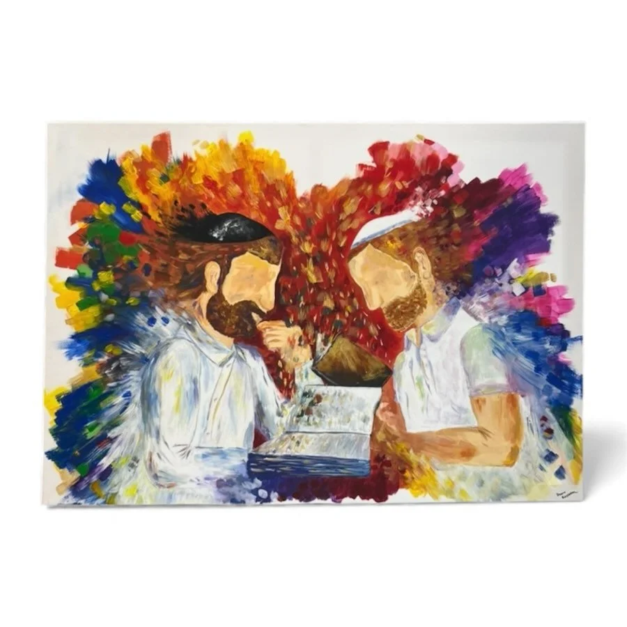 I don&rsquo;t give this painting enough love. Every time I remember it&hellip;there&rsquo;s a &ldquo;oh wow. I love this&rdquo;. Prints and semi originals are available 🫶🏻. #Jewishart #israelart #achdut #learning #colors #canvas #painting #elevatey