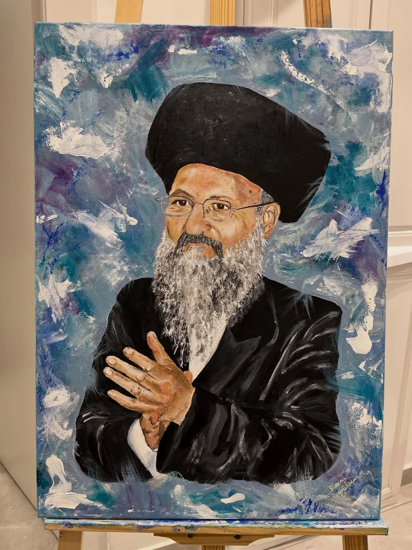 We all have those special people that have had an impact on our lives ❤️ Portrait of a rebbe that had passed away, and the family wanted a special way to bring him into their home ❤️&zwj;🔥 #portrait #jewishart #artthatelevatesyourhome #rabbi #rebbea