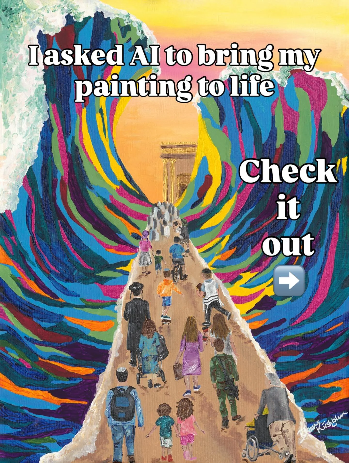 In honor of Shvi&rsquo;i Shel Pesach (the actual day the Jews crossed the splitting of the sea and began their redemption) I made this painting come to life for us to actually imagine it in our lives. Hashem has shown so many open miracles to us over