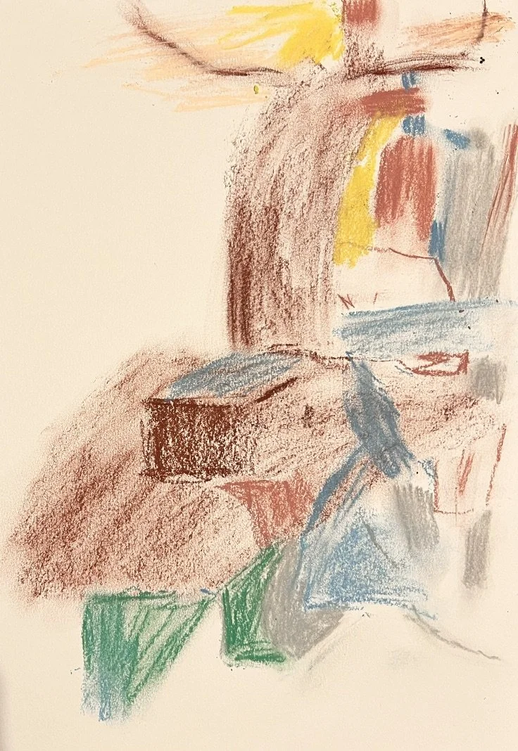 Living Room Drawing 1, 2024, Pastel and Chalk on Paper, 21 x 29.7cm (SOLD)