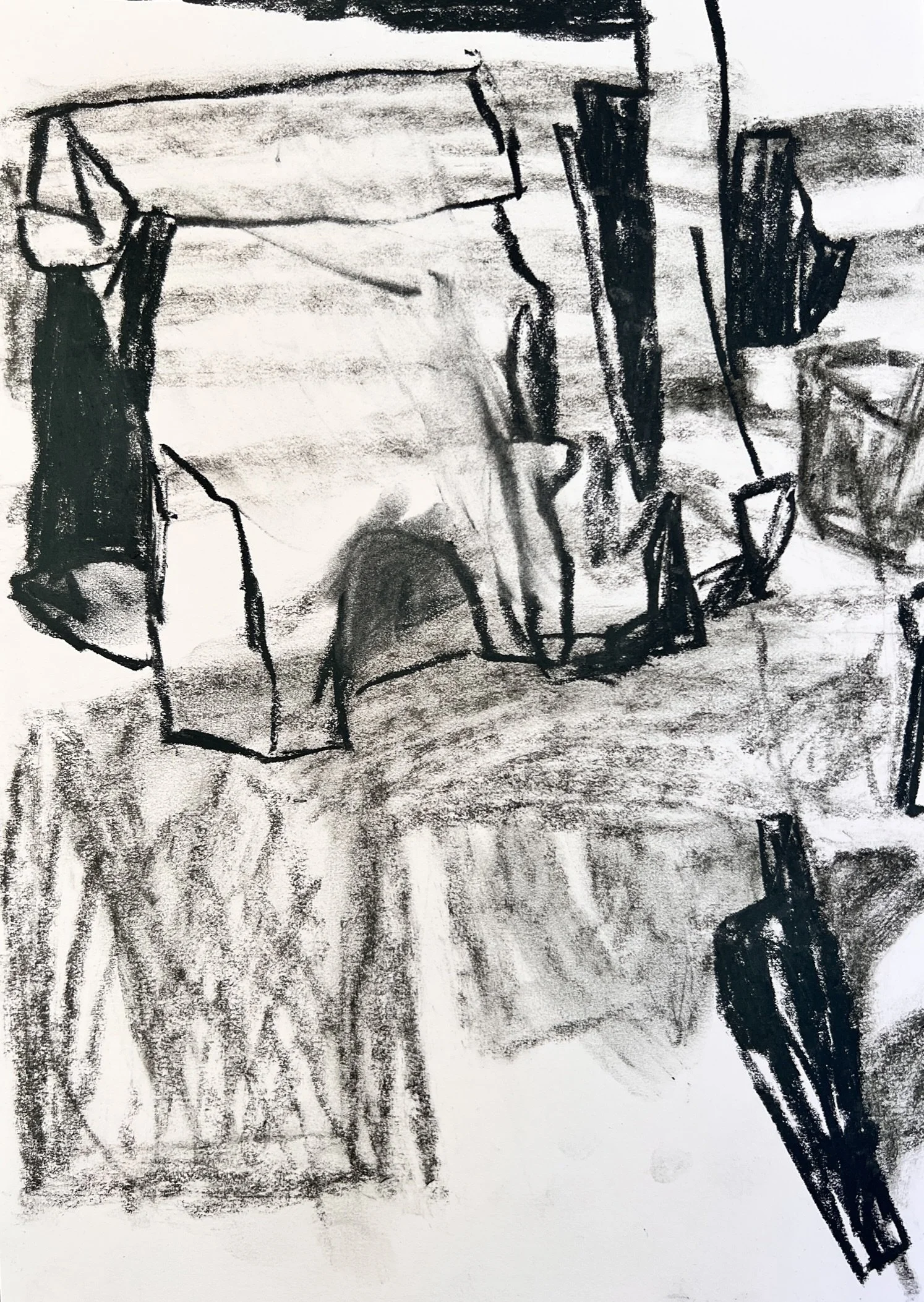 Backyard clothesline drawing 5, 2023, soft pastel on paper, 21 x 29.7cm