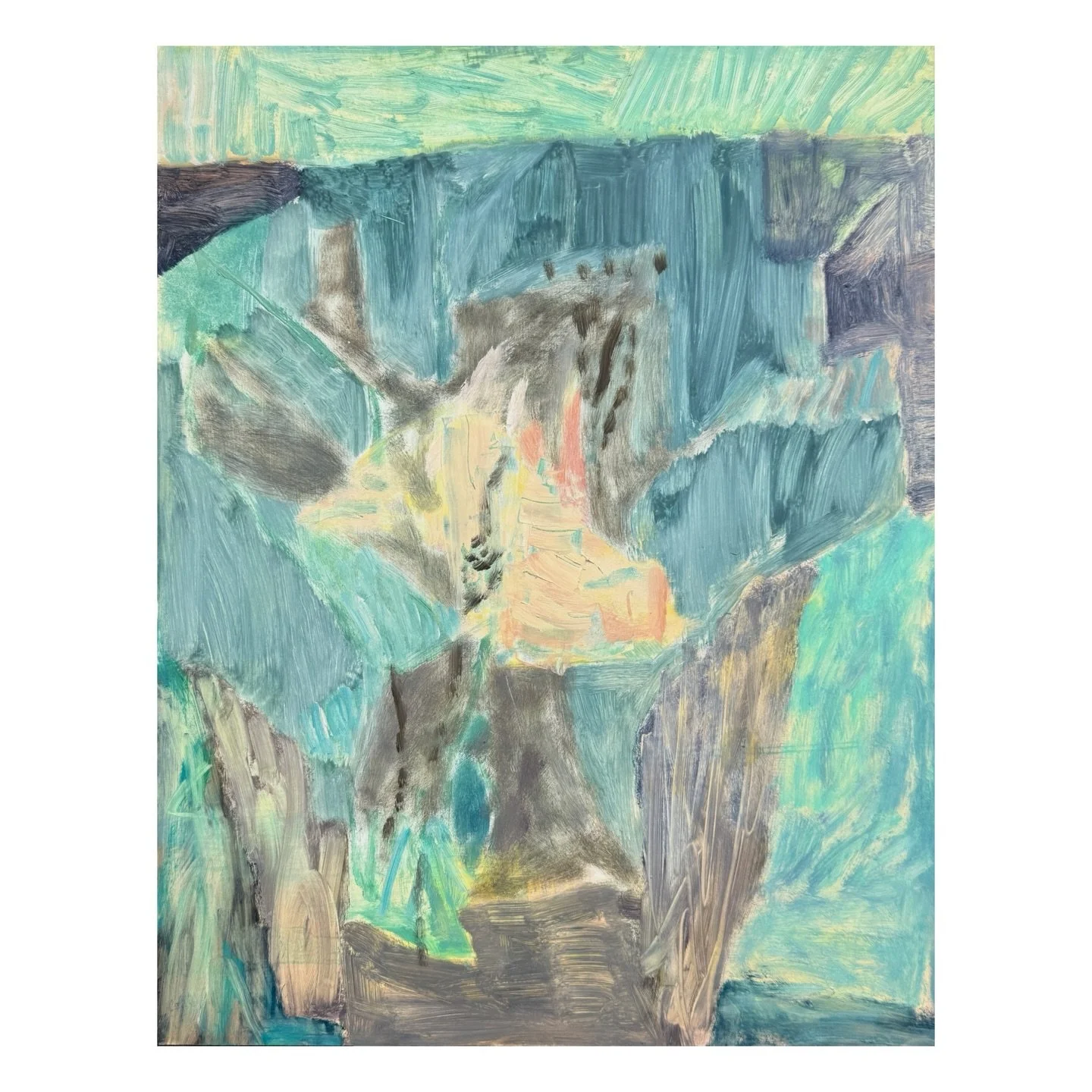 Flower In Landscape, oil on gesso panel, 45x35cm