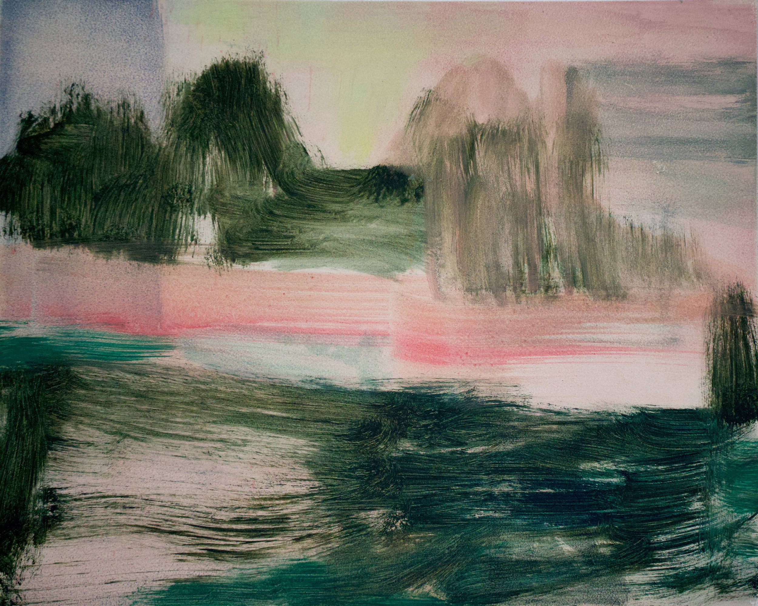 Soft Sky and Dark Horizon (Heading Home), oil on gesso panel, 20 x 26cm (SOLD)