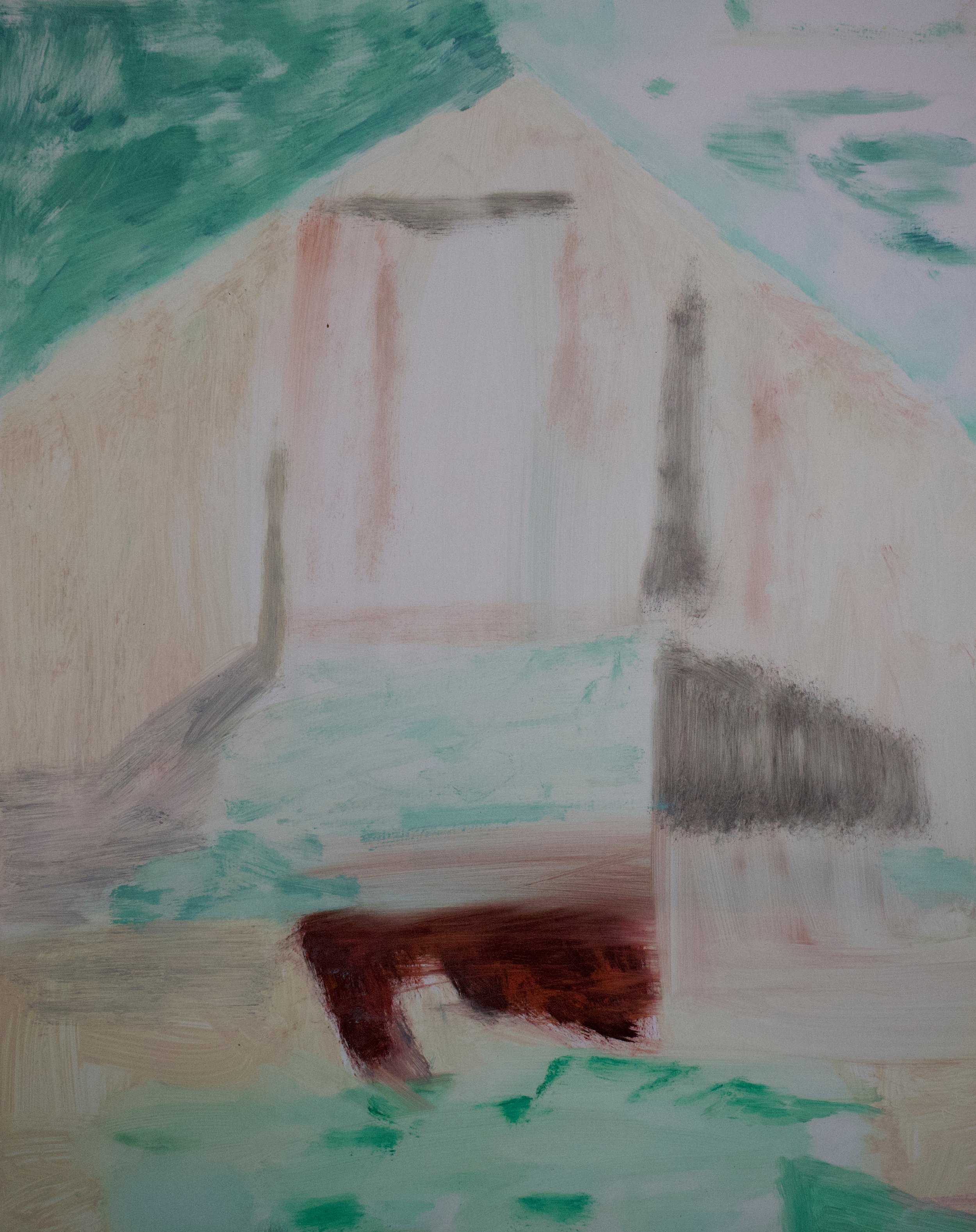 Shed, oil on gesso panel, 30x25cm