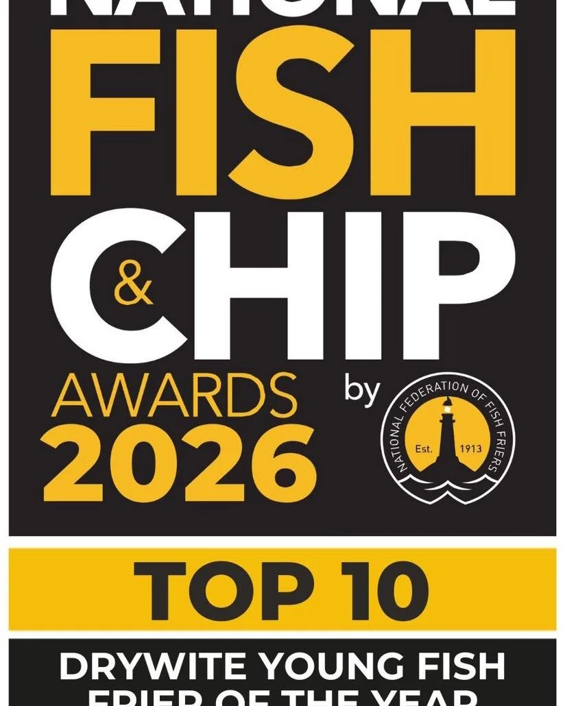 Some more fantastic news this week!π
Kieran has made it through to the Top 10 Young Fish Frier of the Year 2026!π
After a tough zoom call testing his knowledge on fish sourcing, frying medium breakdown, and food safety as well as testing his fish