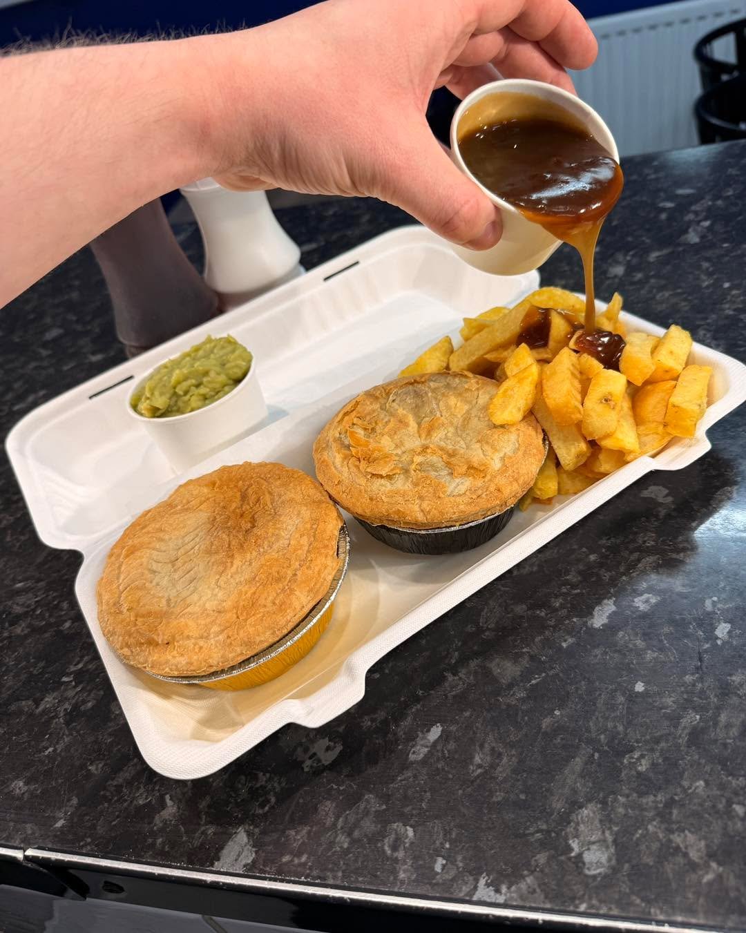 Did you know we also do pies! 🥧 

We&rsquo;ve got Pukka All Steak , chunks of meaty steak in a tasty gravy, and Pukka Chicken and Mushroom, chunks of chicken and thinly sliced mushroom in a creamy sauce 🍽️🍗

Goes great with our homemade mushy peas