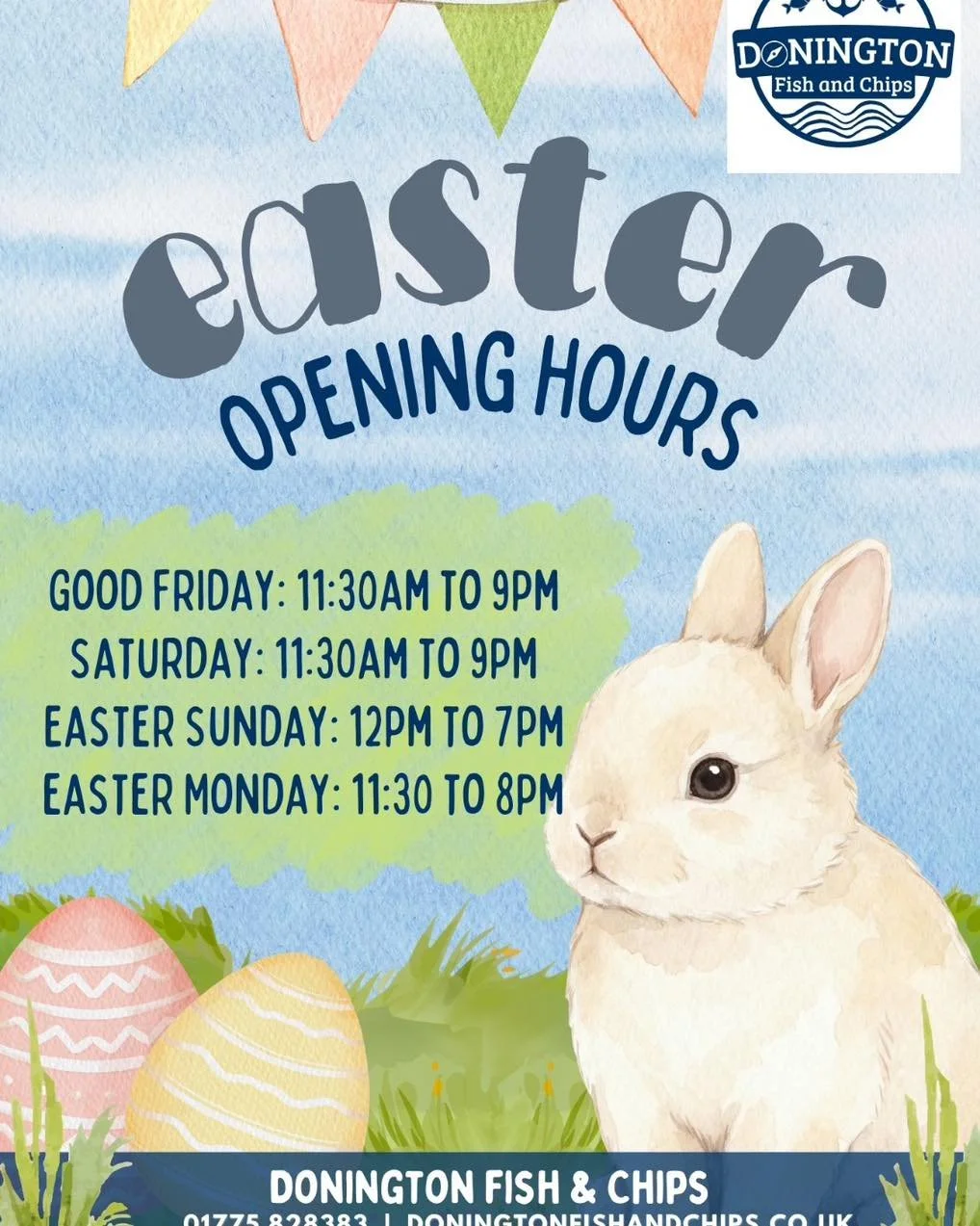 Easter is coming up just this weekend! 🐣

We are extending our Opening Hours so you can enjoy our Fantastic Fish and Chips all weekend long! 😋🍟

We expect Good Friday to be especially busy, we will be opening more ordering slots, please get your O