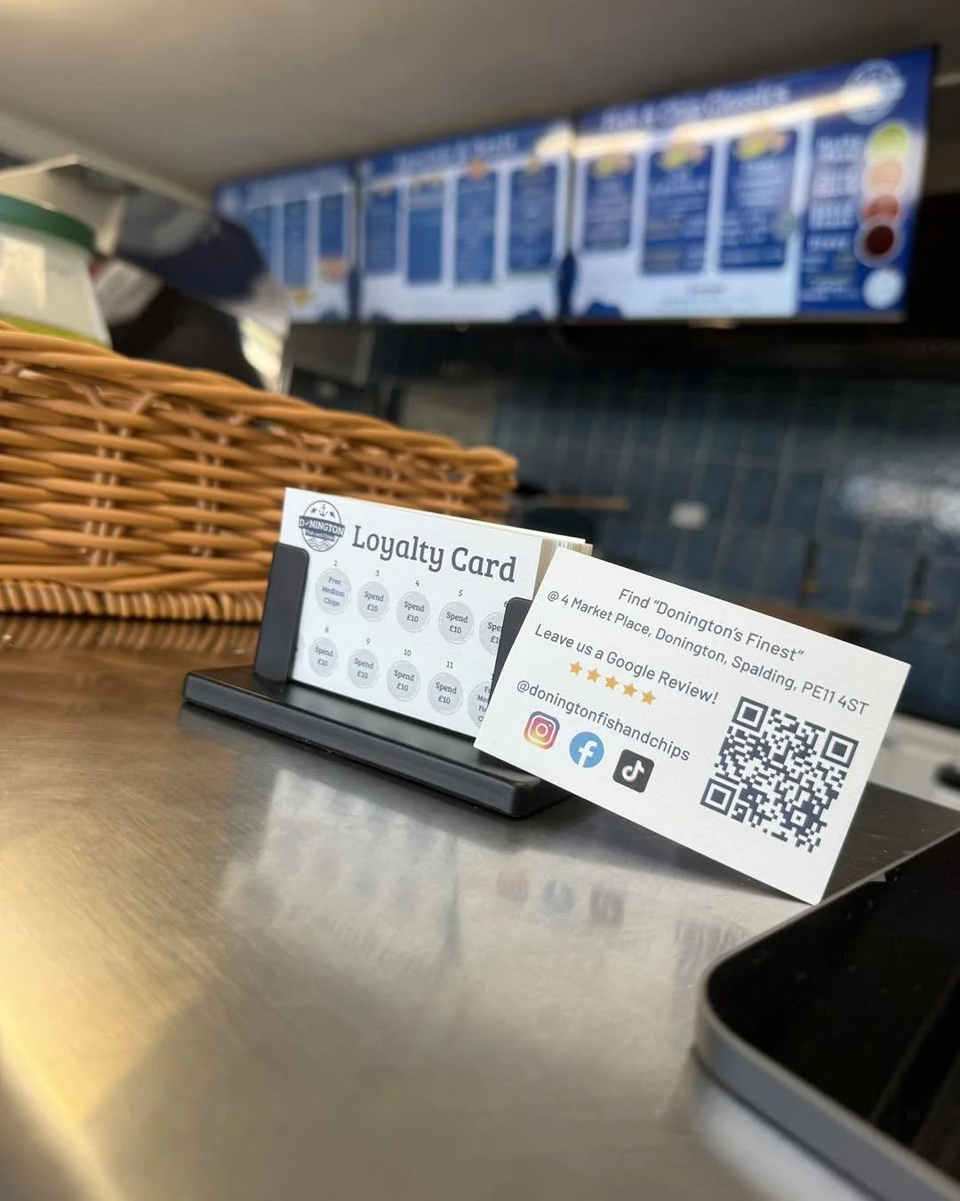 Picked up your loyalty card yet? 👍✅

Why not place an order and claim your free stamps! Get 1 for each &pound;10 spent 💙

Rewards include a Free Fish and Chips, Medium Chips, and Free Sauce!

#loyalty #loyaltycard #fishandchips #freerewards #doning