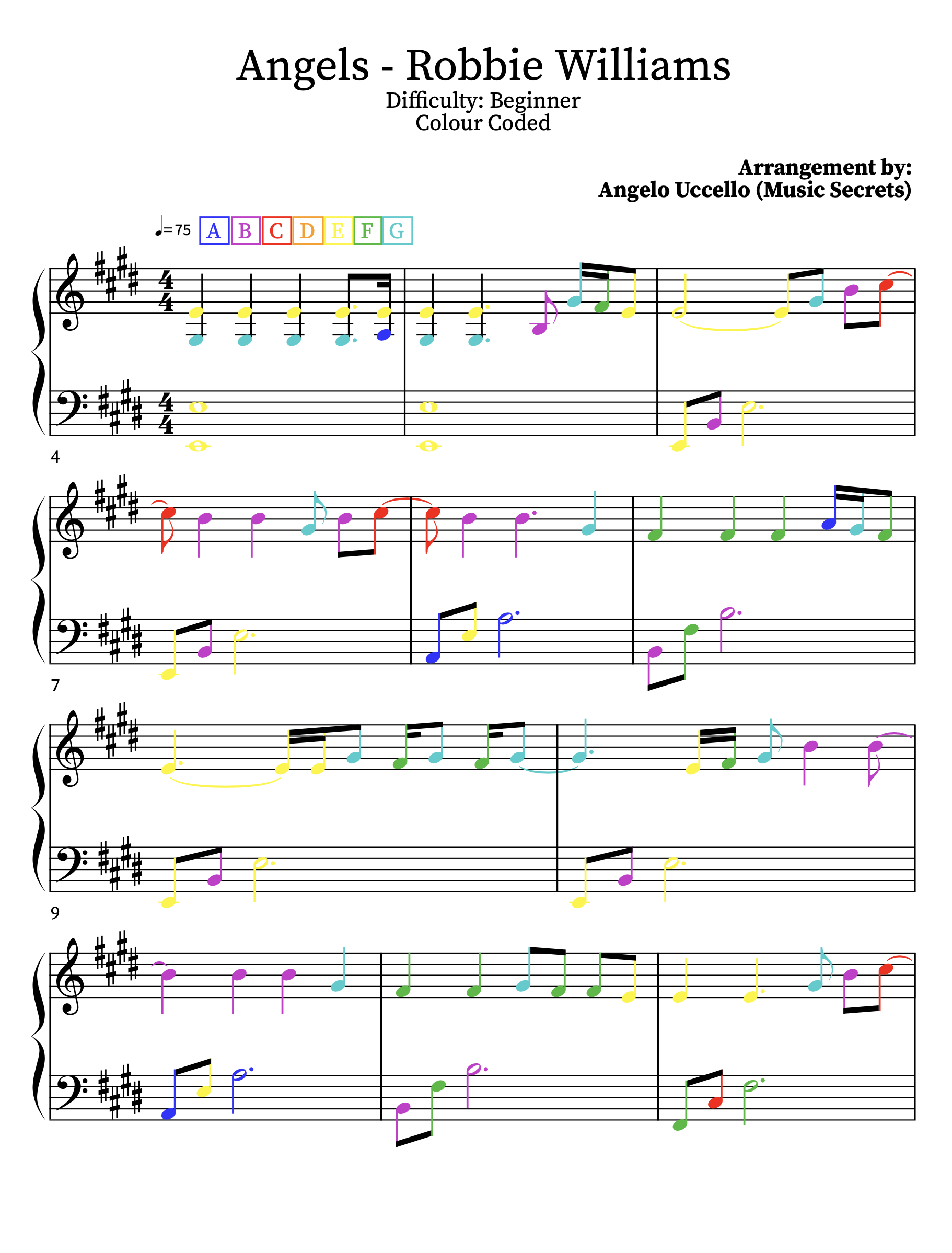 Angels - Beginner Version (Colour Coded) | Start Playing Today — Learn ...