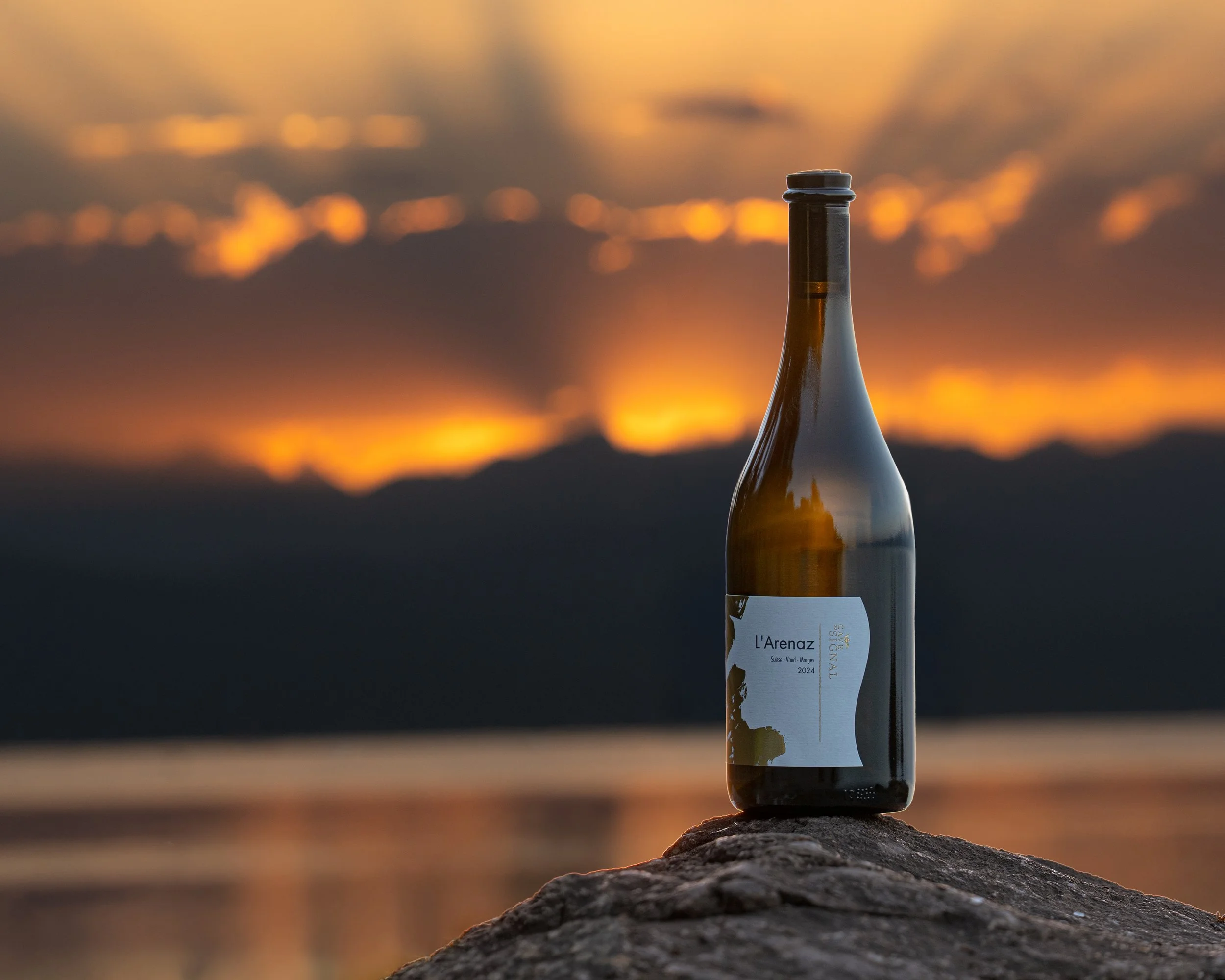 L'Arenaz 2024 de la Cave du Signal, sur un rocher au bord du Léman, au coucher du soleil