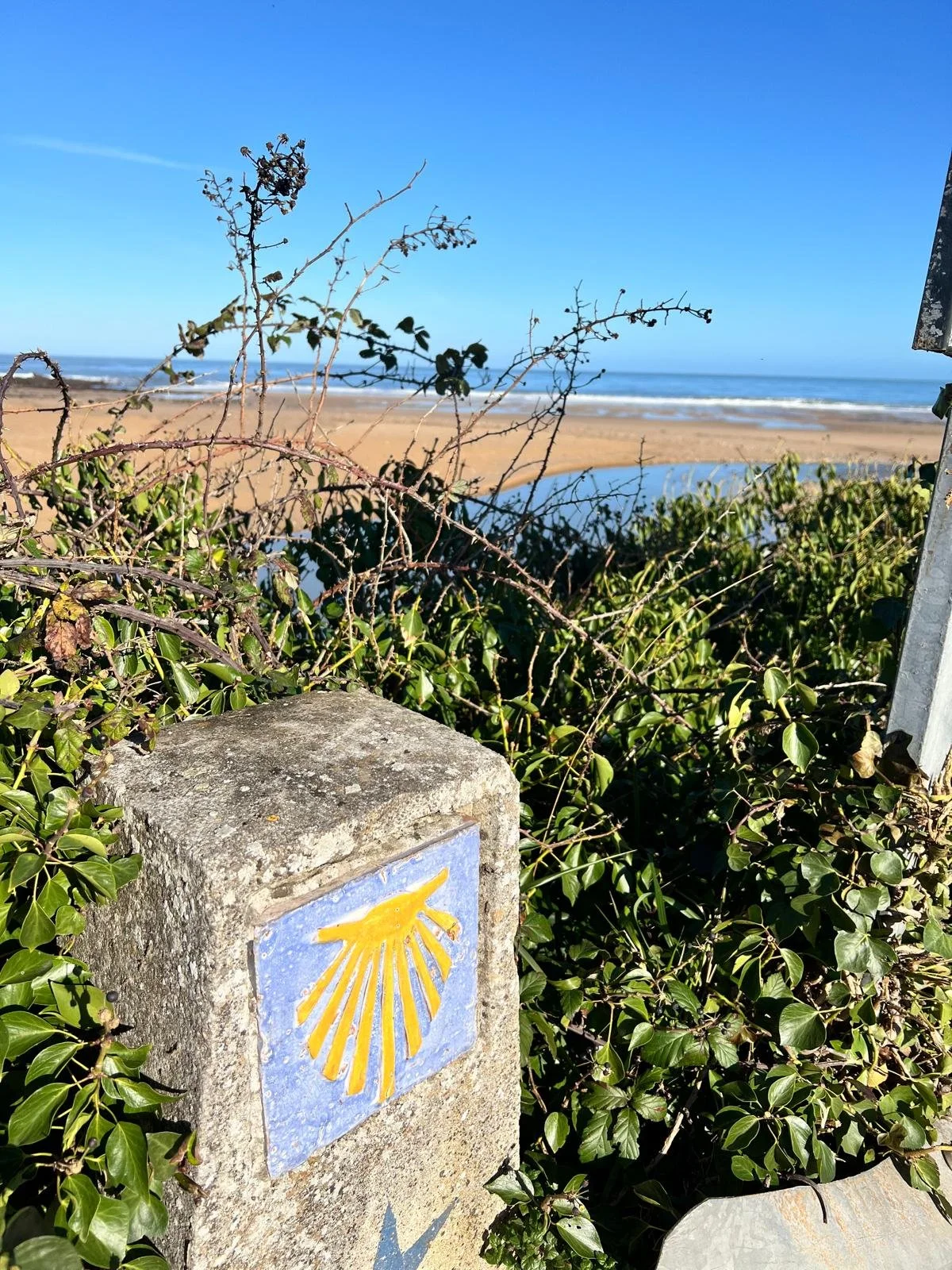 Camino Norte Marker on the beach