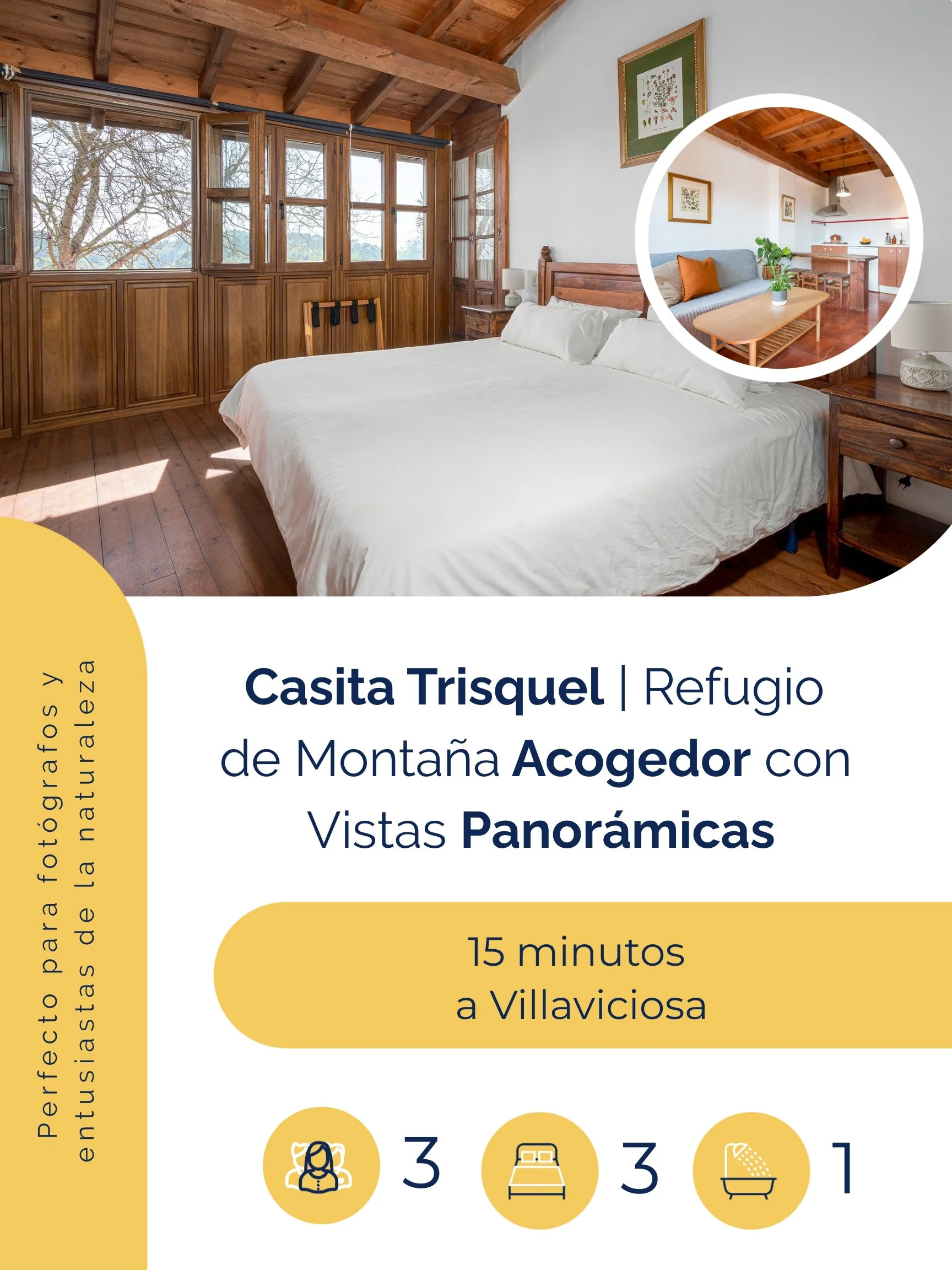 Casita Trisquel refugio de montaña acogedor con vistas panorámicas en Asturias, perfecto para fotógrafos y entusiastas de la naturaleza
