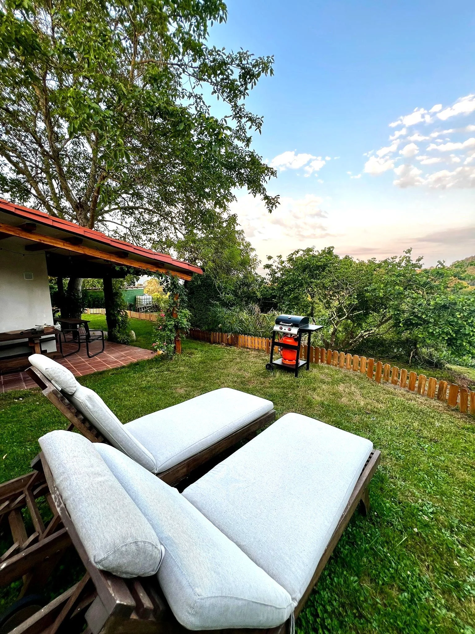 Outdoor space with lounge chairs