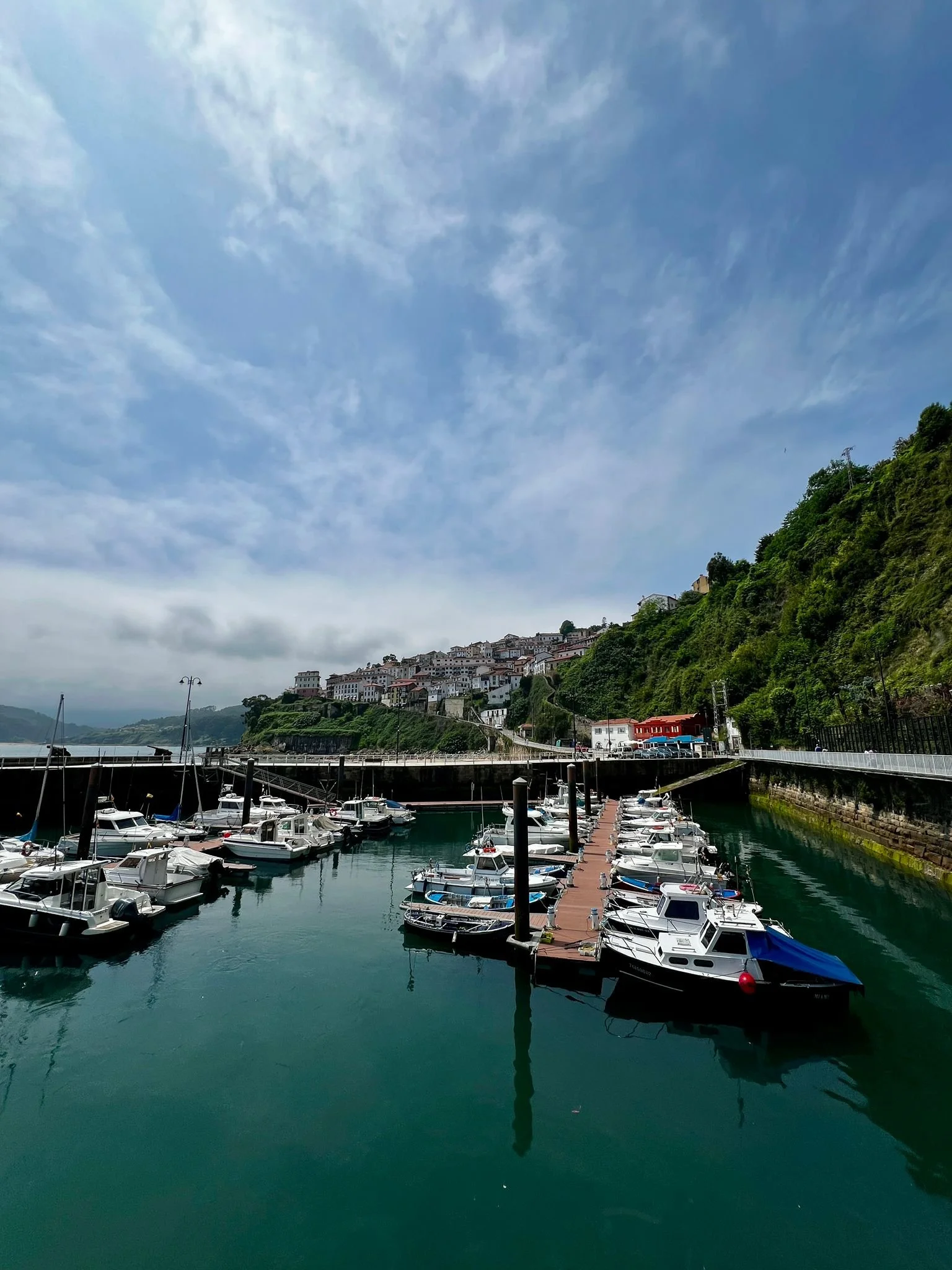 Lastres from the harbour looking up to the village