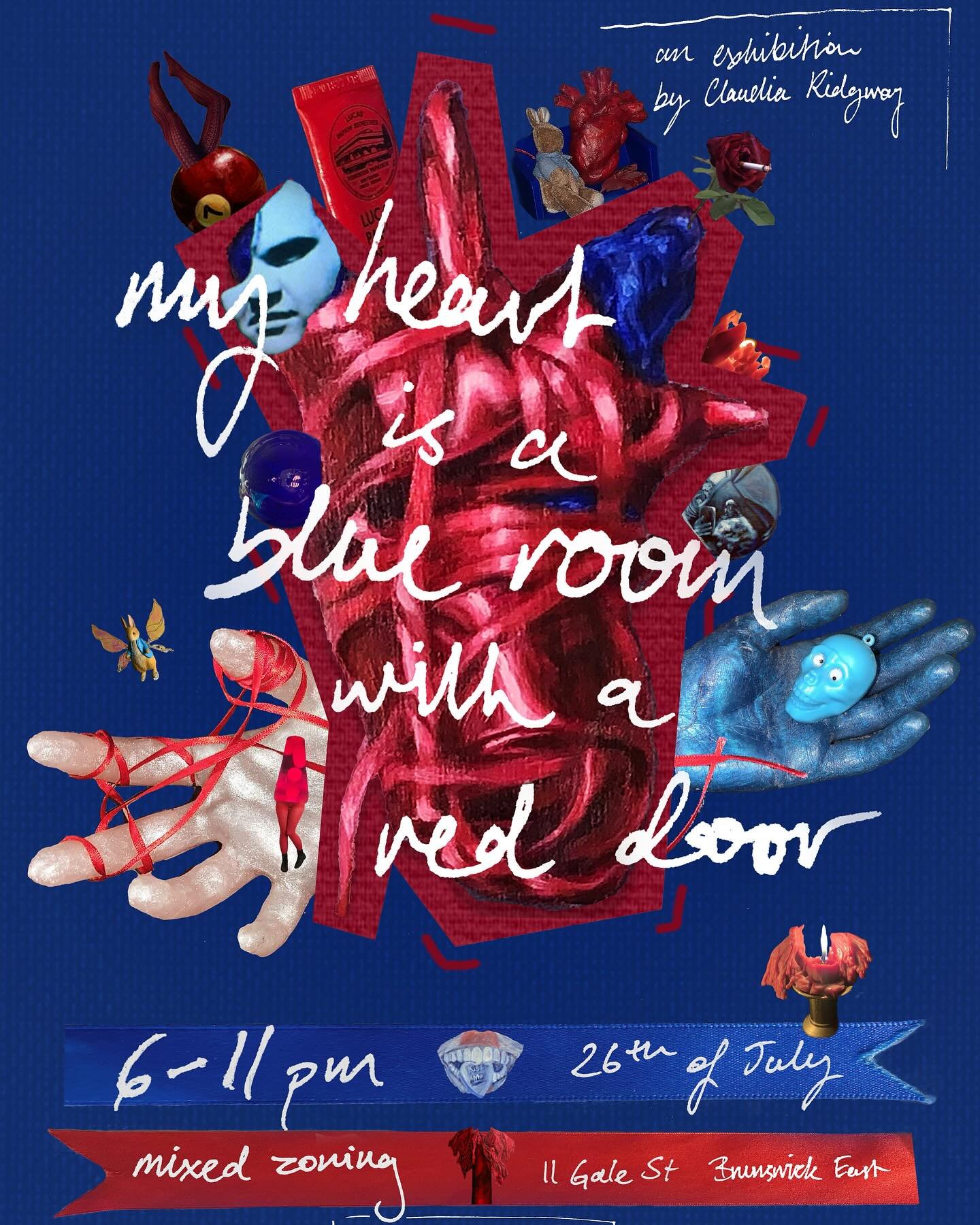 🪢 OPENING this coming SATURDAY the 26th of JULY 🪢

An exhibition by Claudia Ridgway, &lsquo;My Heart is a Blue Room with a Red Door&rsquo;. 

This ambitious show will be the second outcome of the Mixed Zoning residencies, featuring oil paintings an