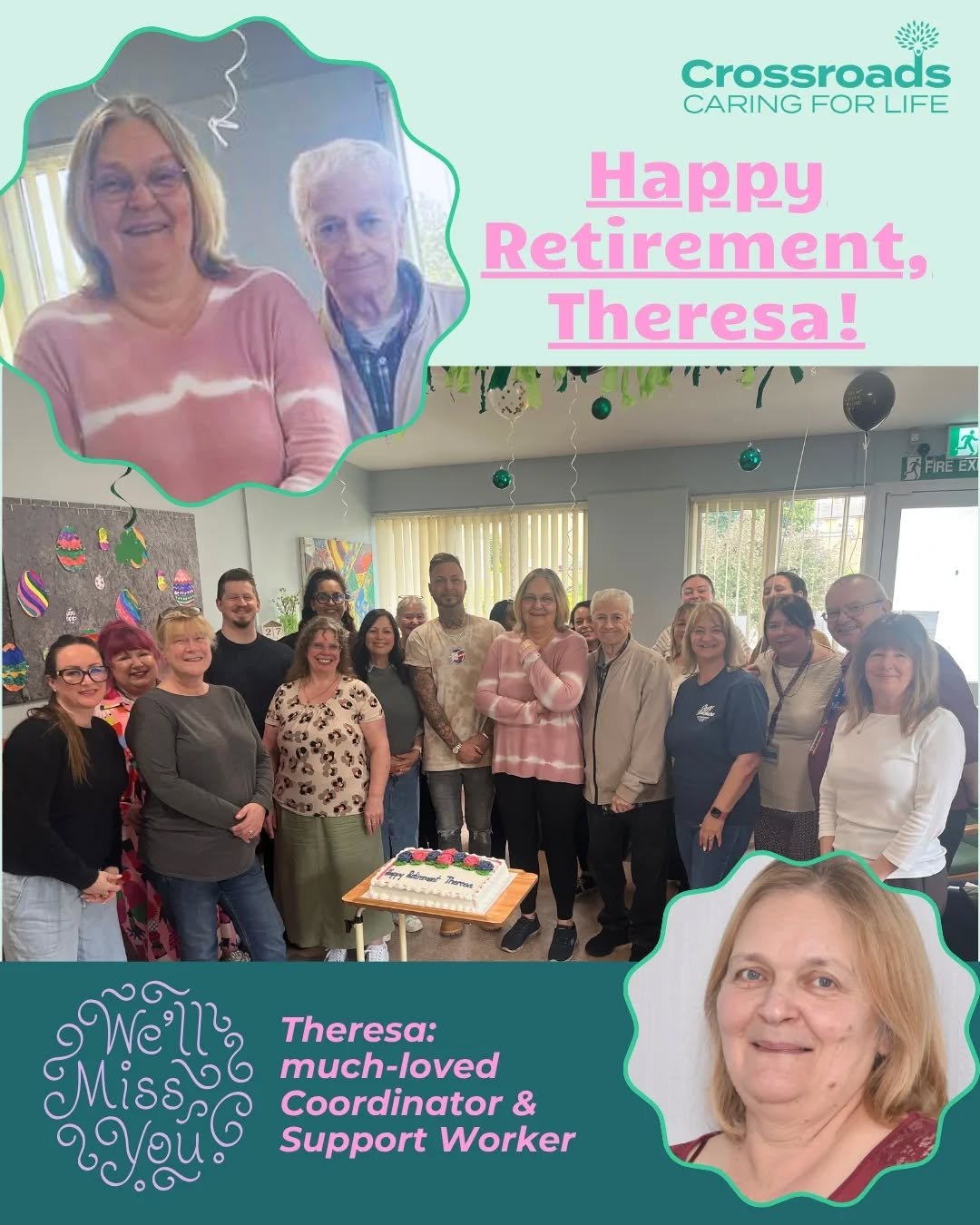 We have somebody special to celebrate this #socialcaremonth... the Crossroads team recently gathered at the Day Centre in Stevenage for some snacks, refreshments and delicious cake to say farewell to Care Coordinator and Support Worker Theresa, and w