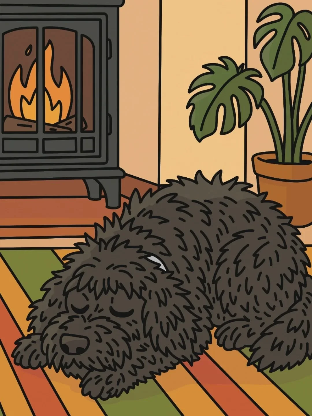 I'm dog sitting this week. Basil by the Fire drawn on Fresco. Message me for custom pet portraits of your furry friends.