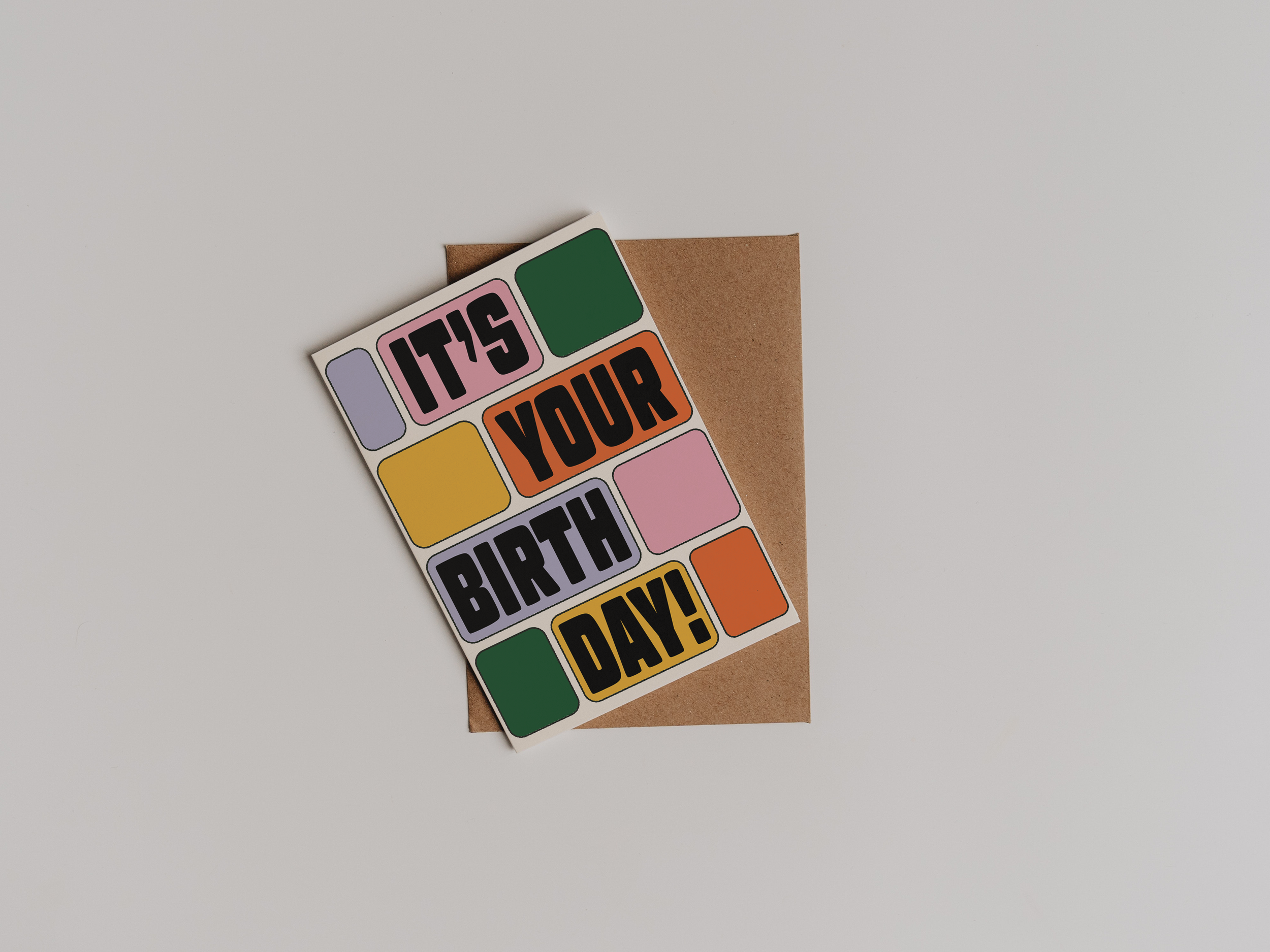 Happy Birthday Card - Block Tropical