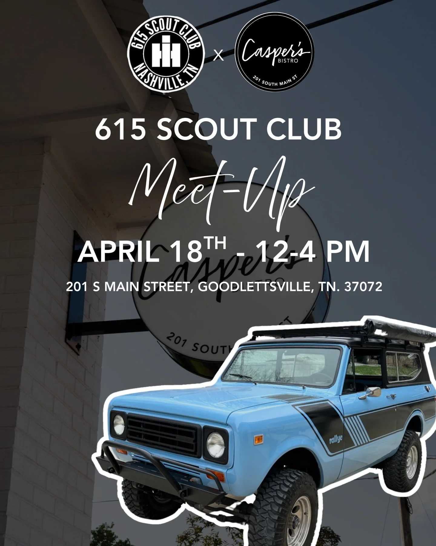This Saturday from 12-4 at Casper&rsquo;s Bistro with @615scoutclub 🙌 This blue beauty belongs to our owner Mark Farr - come check it out and connect with fellow enthusiasts. 

Good food, cool rides, and even better company&hellip; see you there!