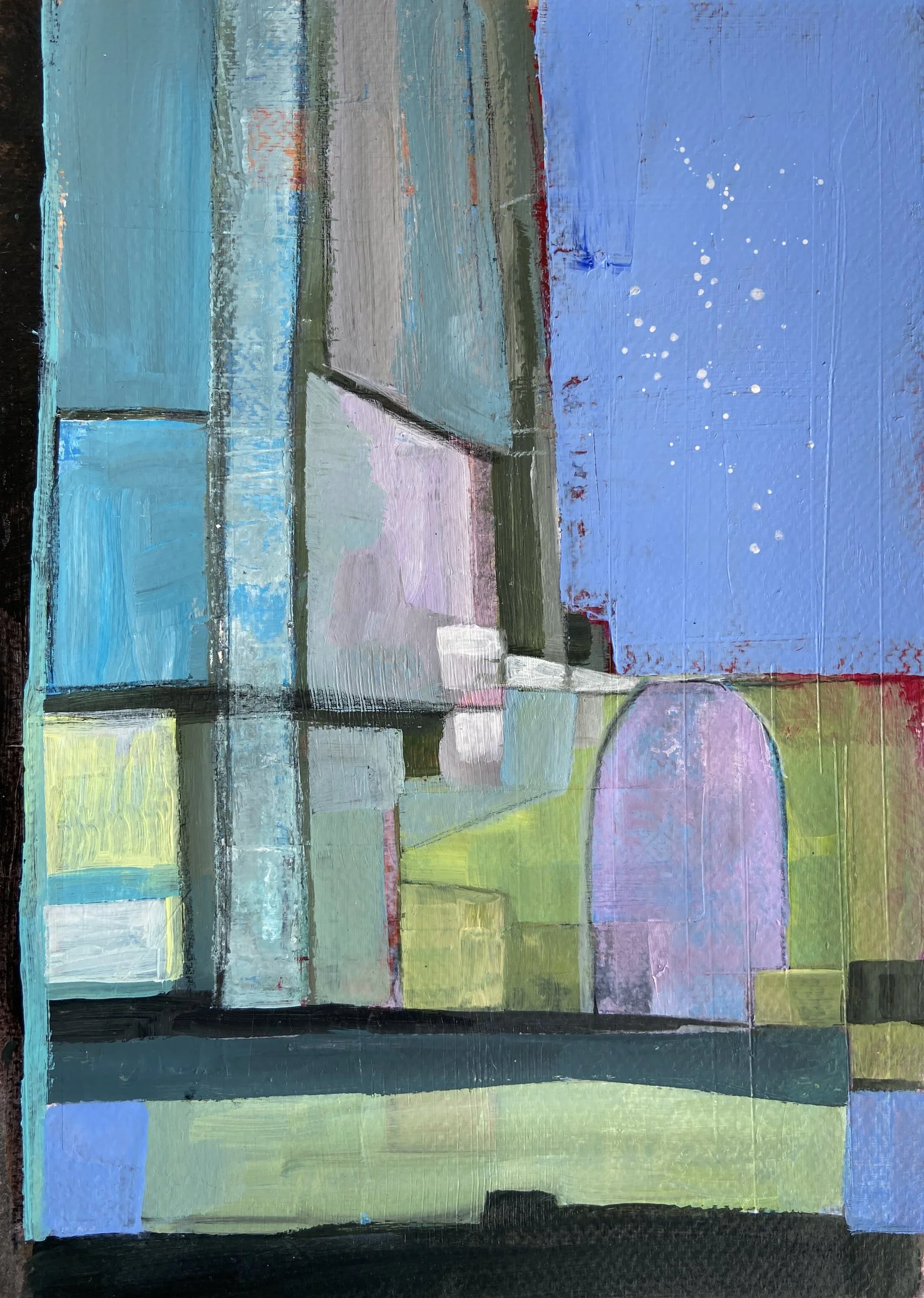 Abstract with blue and green shapes