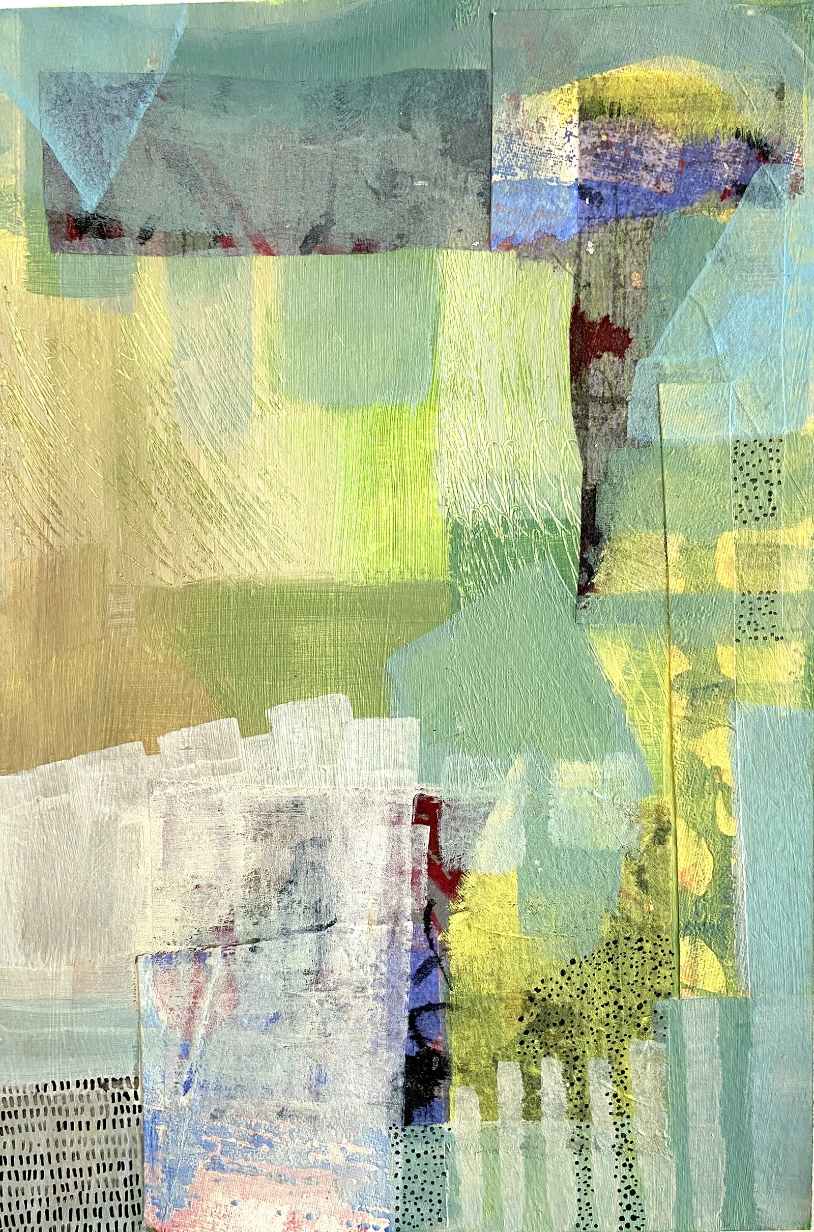 Shades of green with abstract shapes