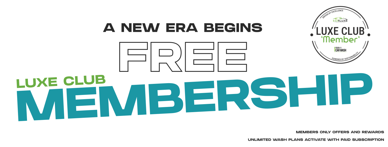 Lecture or advertisement for Luxe Club memberships offering free memberships, with conditions for members only offers and unlimited wash plans activated with paid subscription.