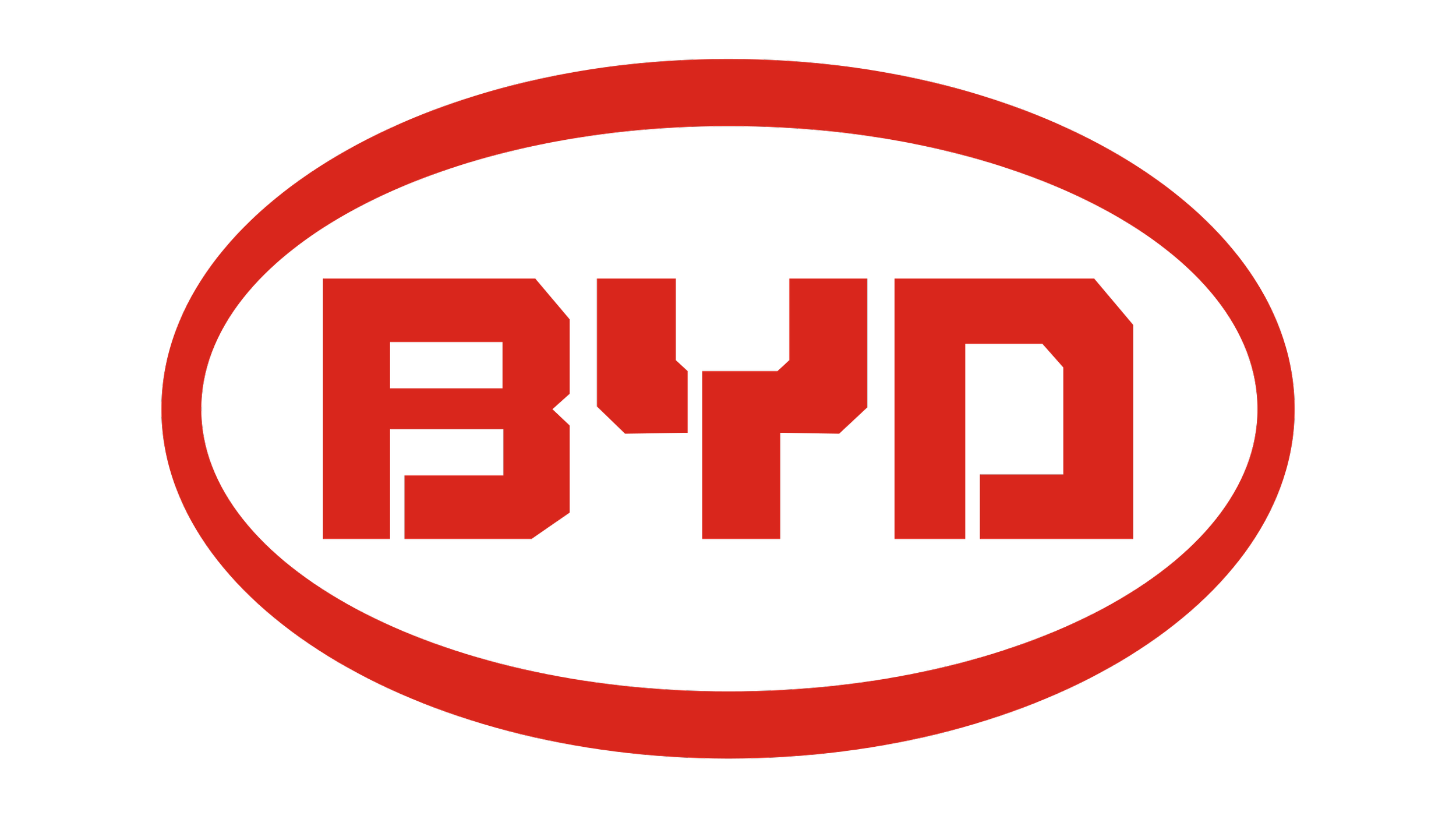 BYD logo in red with an oval outline