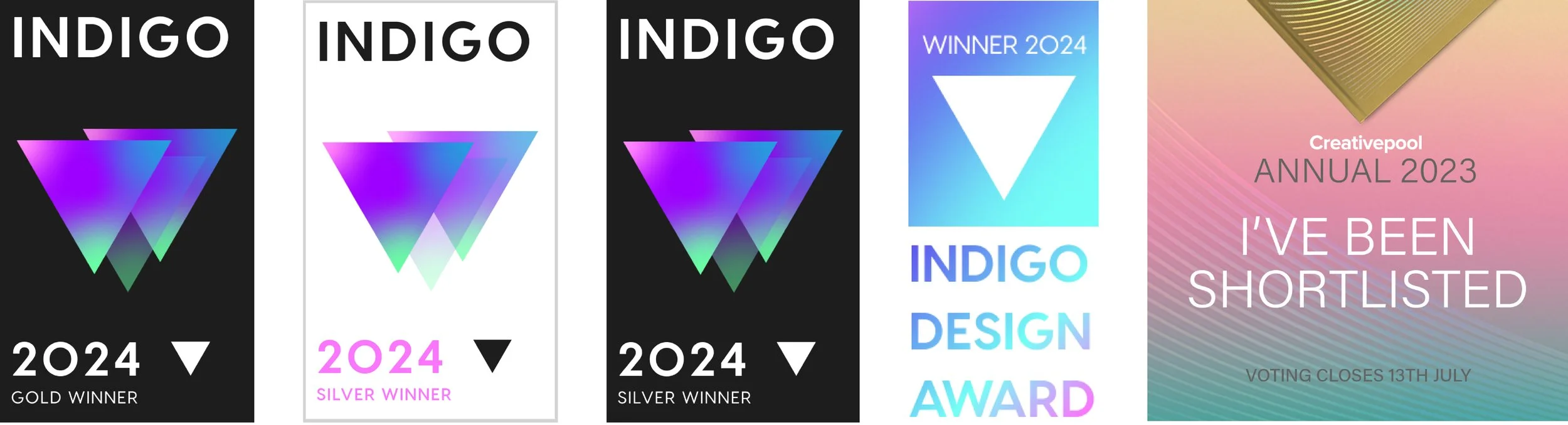 1 Gold and 2 Silver Indigo Awards and shortlisted for the Creativepool Annual 2023 Awards.
