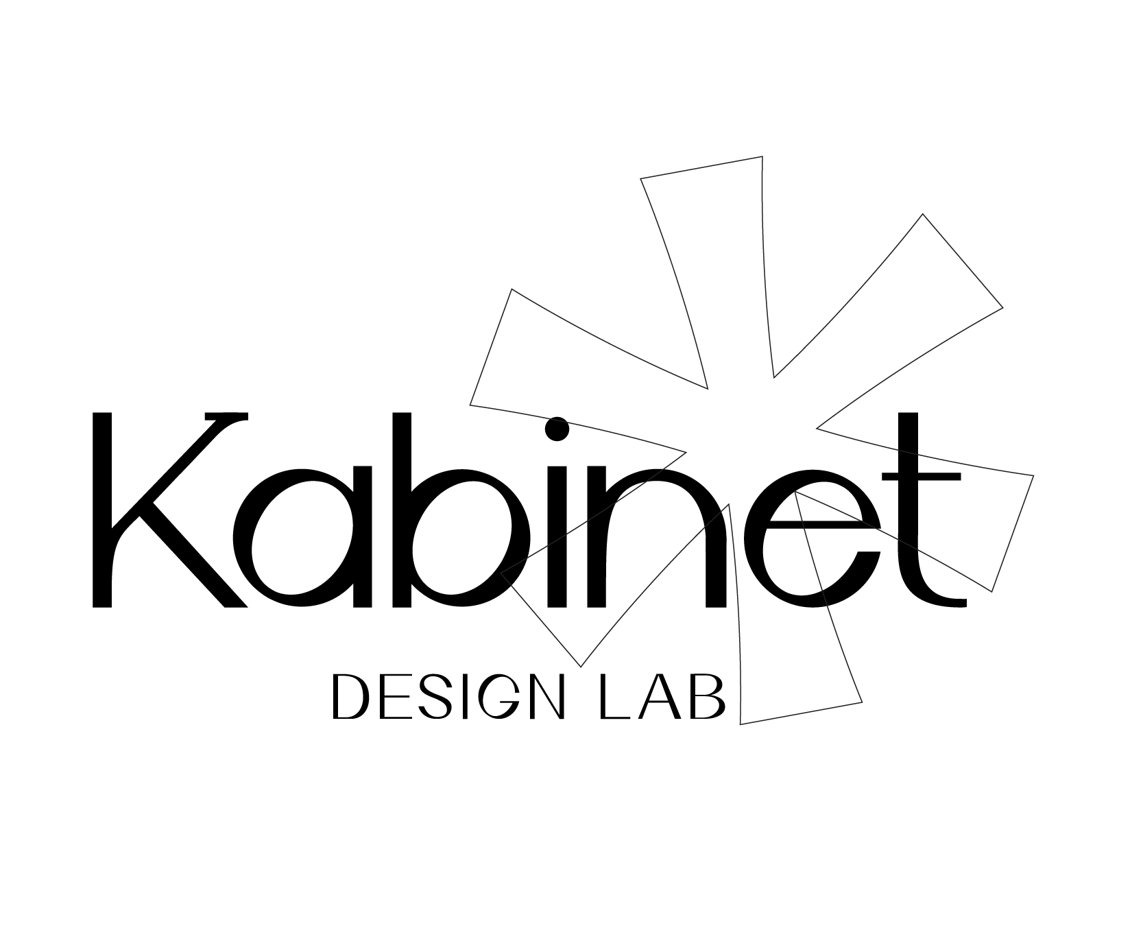 A black background with a geometric star design outlined in thin white lines, radiating from the center.