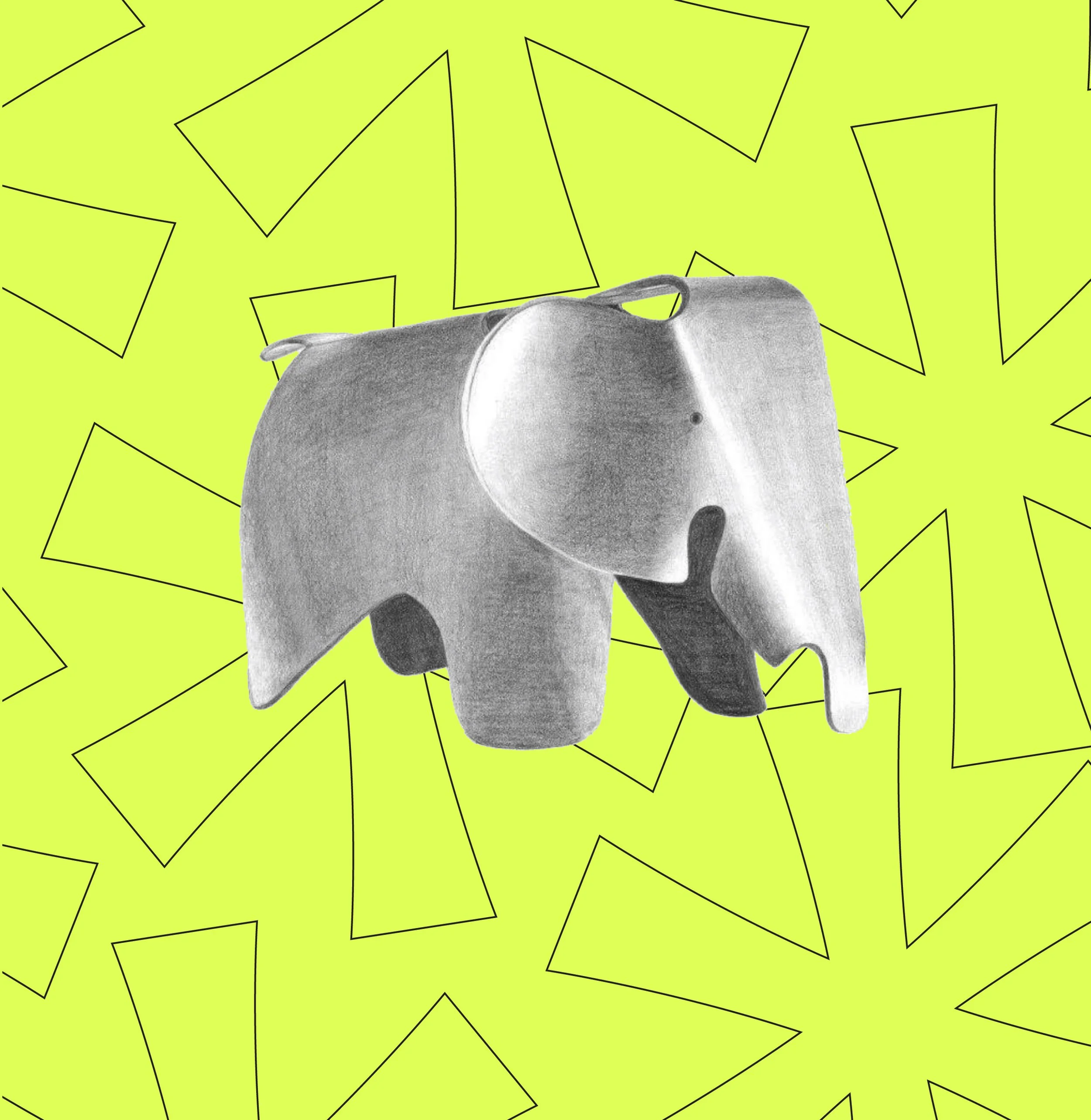A close-up of graphite drawing / plywood elephant EAMES. Radovi polaznika programa priprema za Studij dizajna pri Arhitektonskom fakultetu u Zagrebu koji vodi magistra dizajna Adriana Pavelić. 