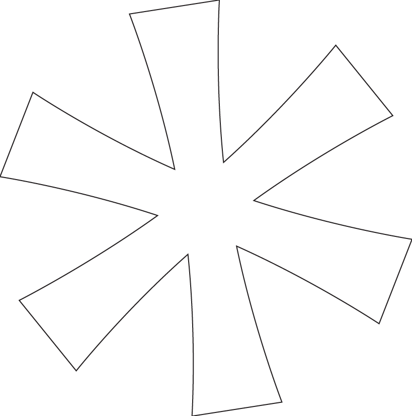 A black vinyl record with a star-shaped pattern of empty spaces around the center.