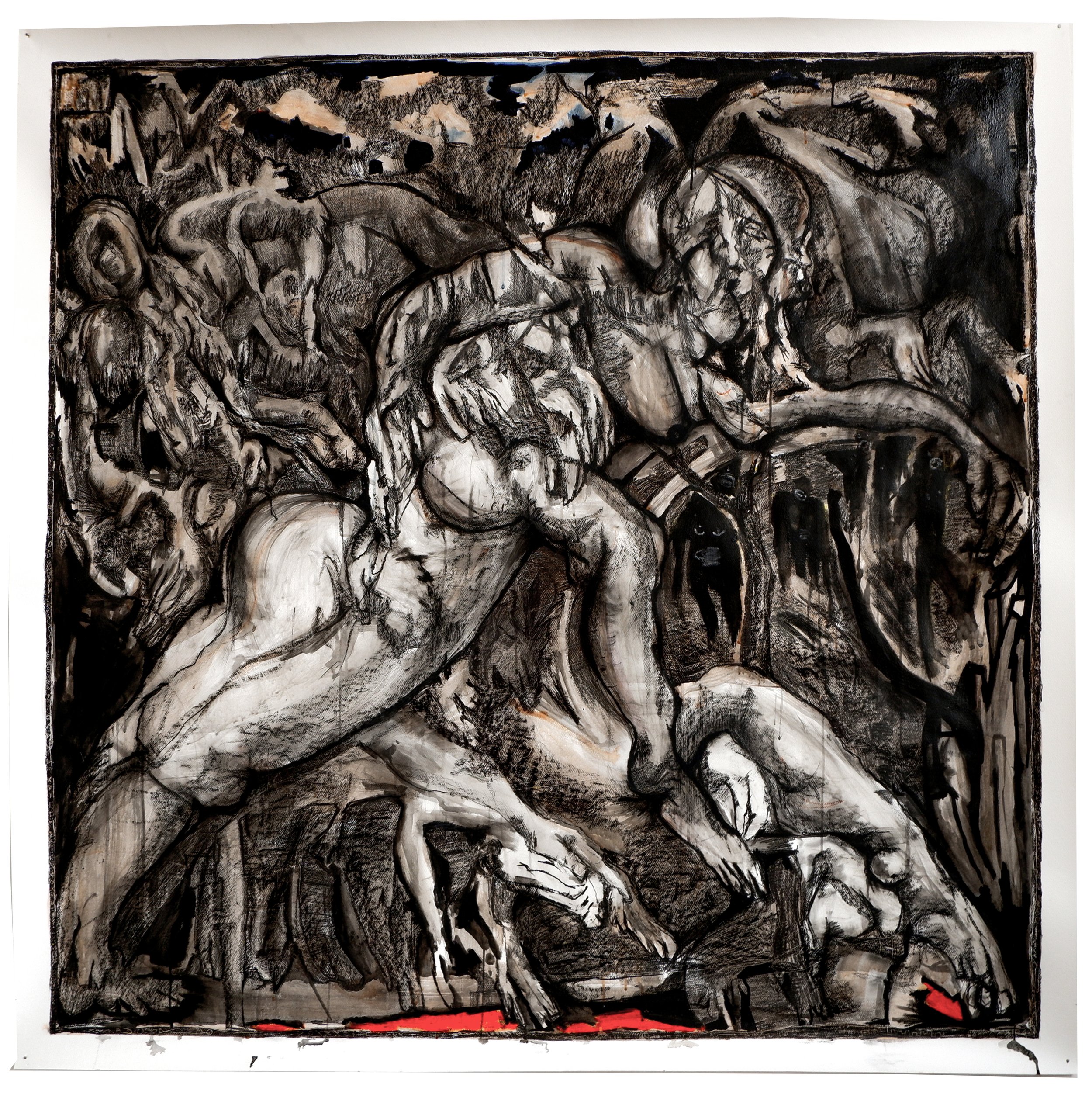 Eggshells, 2023. Pencil, charcoal and oil pastel on paper -- 150 x 150 cm / 59 x 59 in.