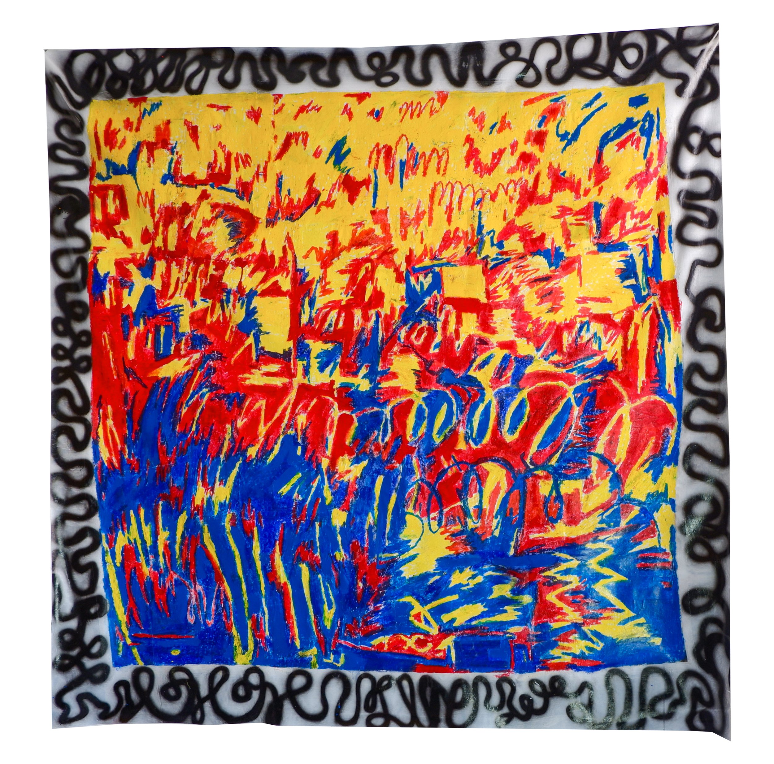 Sunset non-Static, 2024. Mixed media on canvas -- 140 x 140 cm / 55 x 55 in.