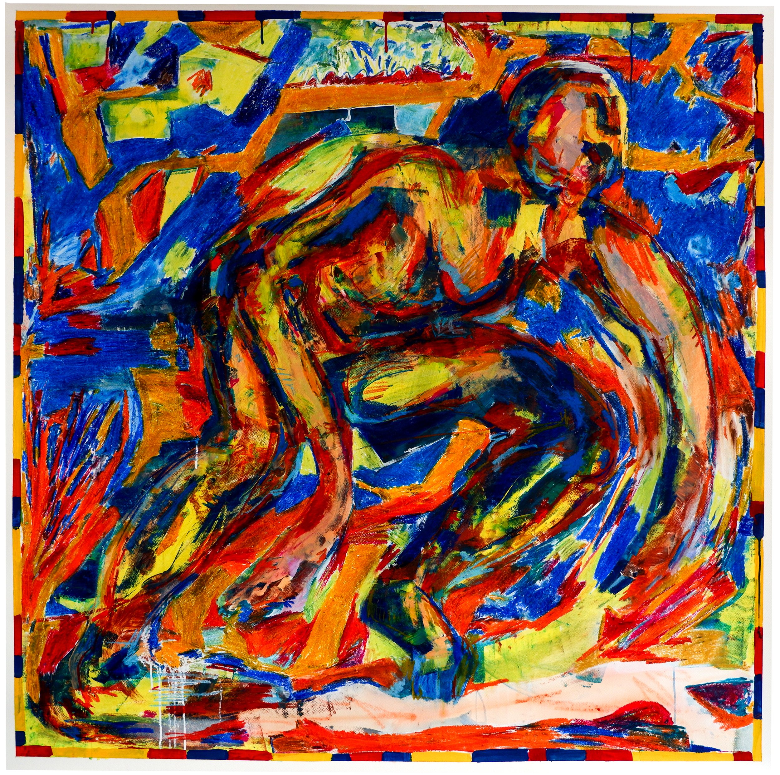 Run!, 2023. Mixed media on paper -- 140 x 140 / 55 x 55 in.