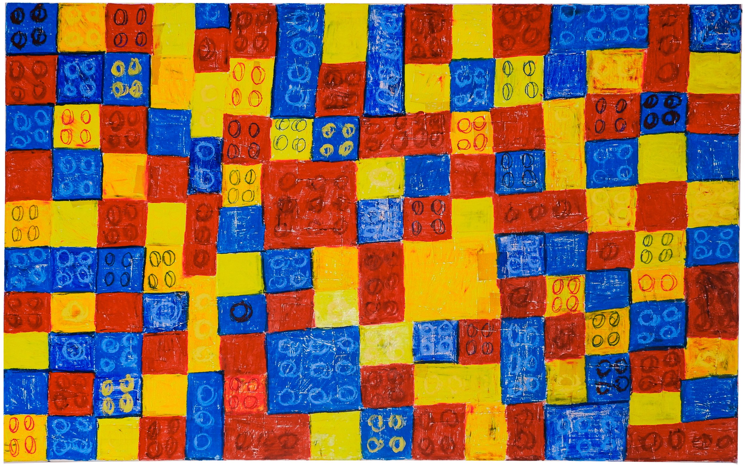 Mosaic, 2024. Oil pastel on canvas -- 100 x 160 cm / 39.4 x 63 in.