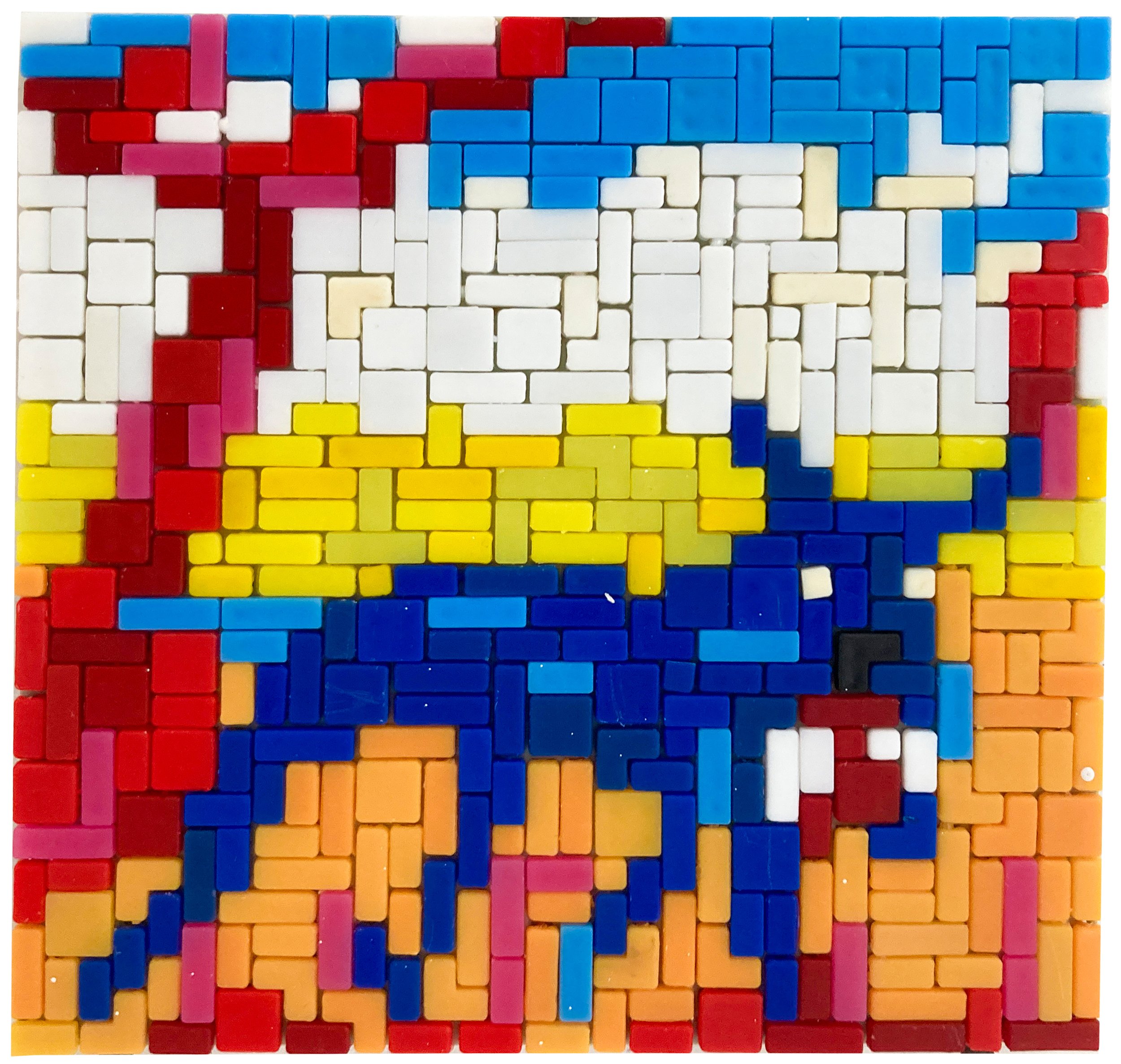 Evil Dog, 2024. Mozaika (Czechoslovak puzzle toy). -- 13 x 13 cm / 5.1 x 5.1 in.