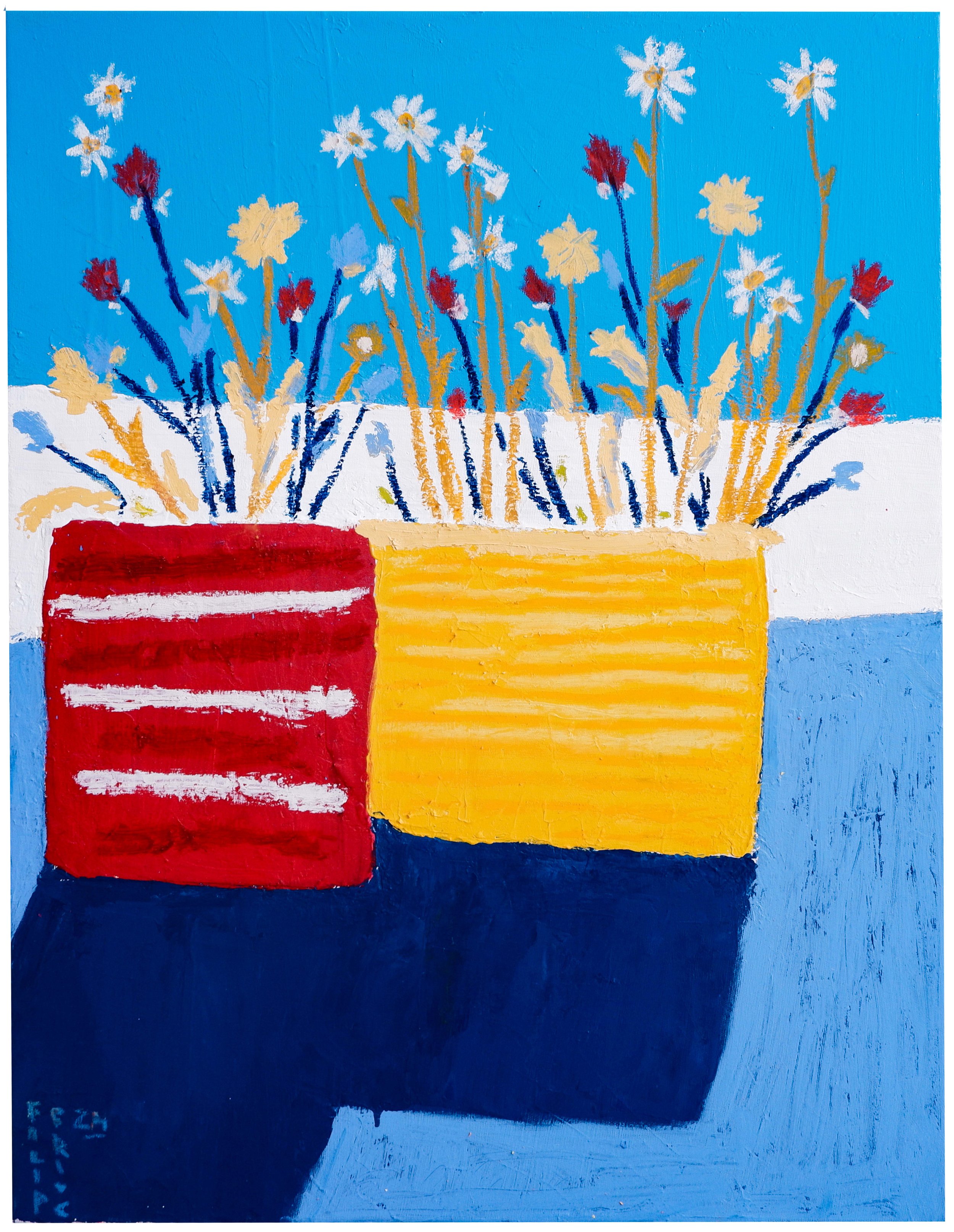 Love Language, 2024. Acrylics and oil stick on canvas -- 80 x 60 cm / 31.5 x 23.6 in.