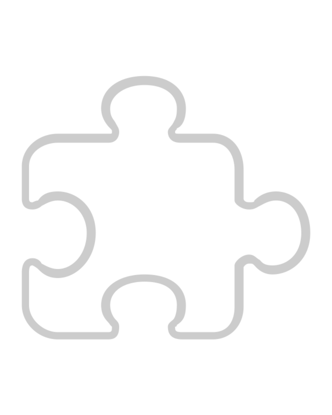 Outline of four interconnected puzzle pieces.