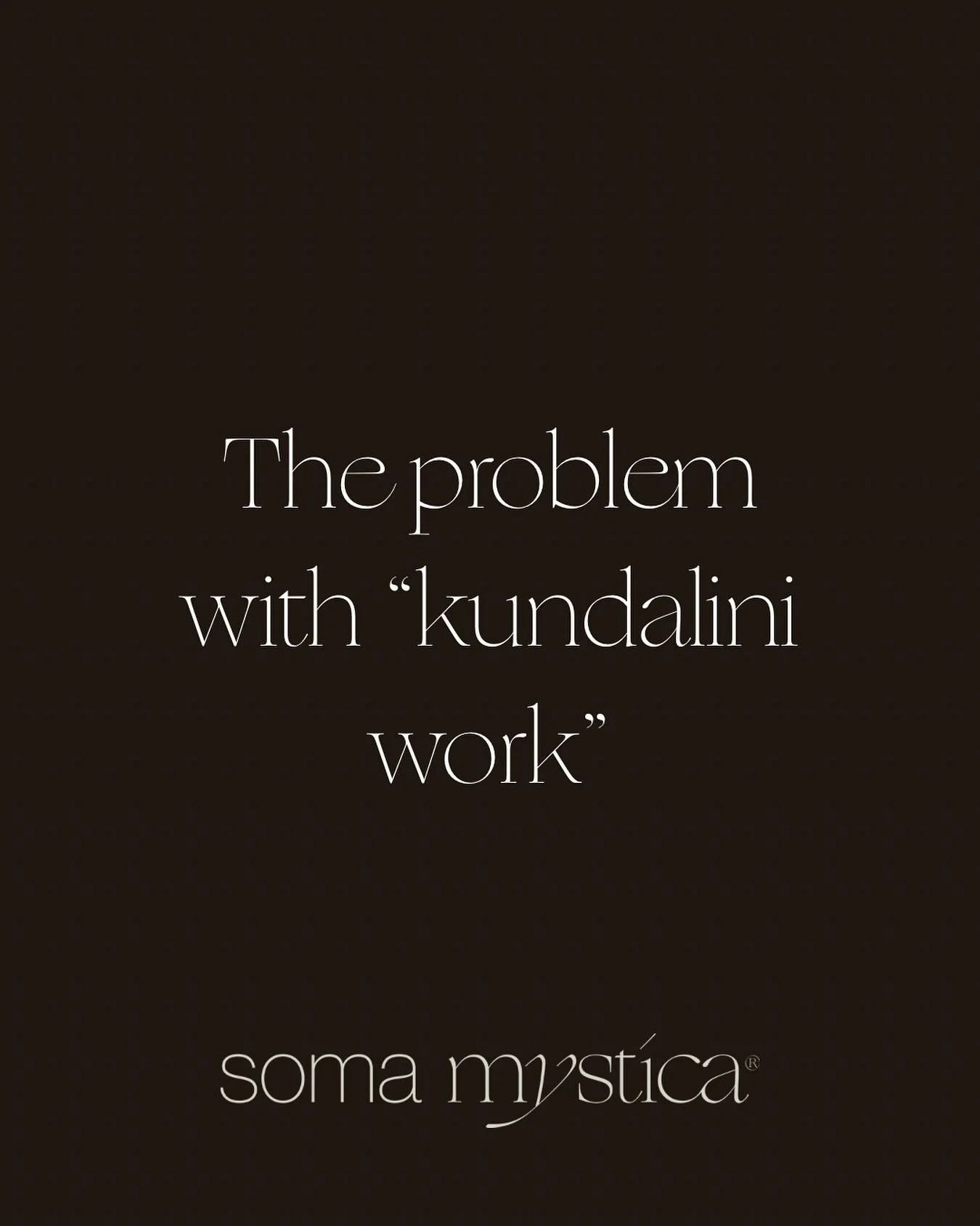 The problem with &ldquo;kundalini work&rdquo; 

Most of it is just for show. 

It&rsquo;s an extension of people&rsquo;s egos. 

And people don&rsquo;t know what they&rsquo;re truly working with / or have the reverence to be working with such a divin