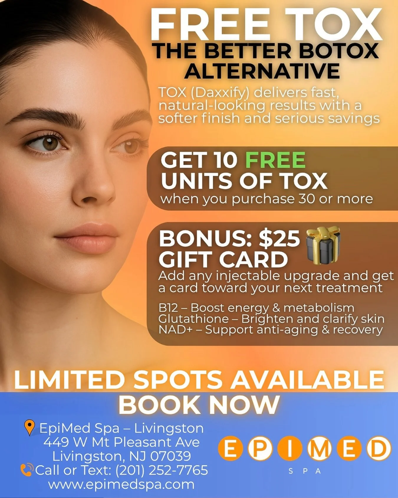 🔥 FREE TOX &mdash; The Better Botox Alternative 🔥
Say goodbye to wrinkles and high prices &mdash; meet Daxxify, the longer-lasting wrinkle relaxer that delivers smoother skin fast.

💉 Get 10 FREE units of Daxxify when you purchase 30 or more &mdas