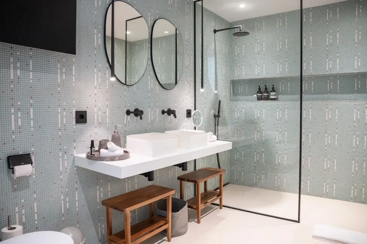 image of the large luxury en-suite bathrooms at the Ibiza Cala Bassa villa 