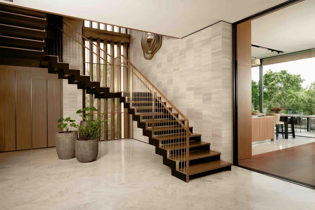 image of one of the slick staircases at the bangkok luxury villa