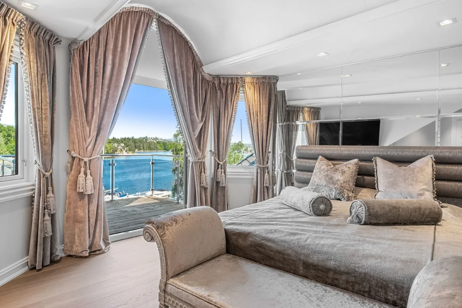 image of a bedroom at the luxury villa for sale in Oslo