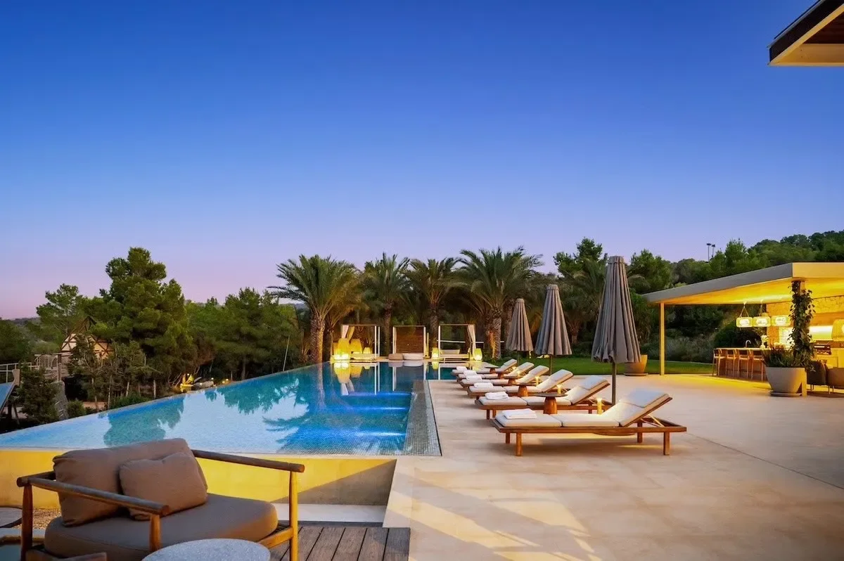 an image of the stunning pool area at the cala bassa villa in Ibiza