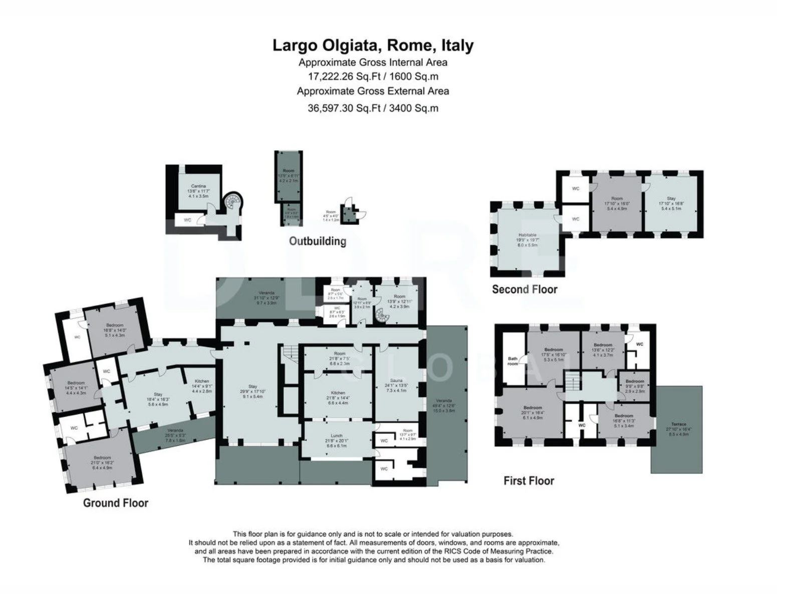 image of the floorplan at the Rome villa for sale