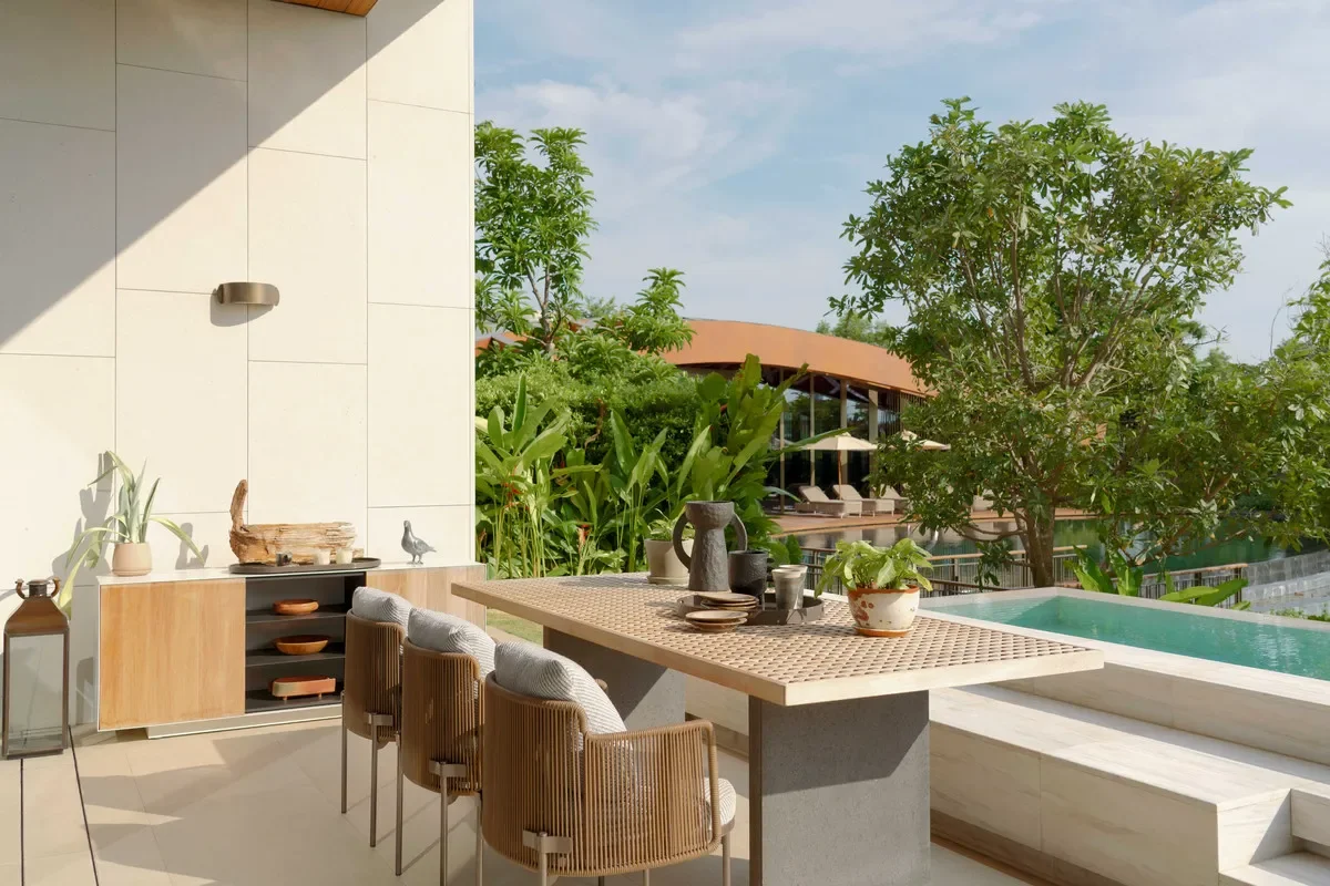 view of the alfresco dining area at the bangkok luxury villa