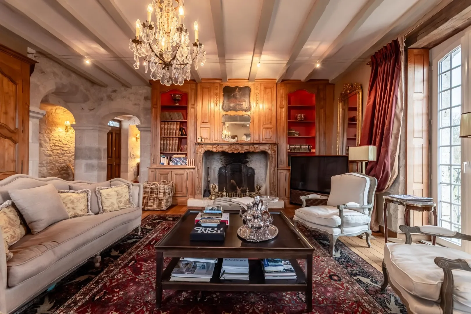Living room of villa in Roquecor, Occitanie, France