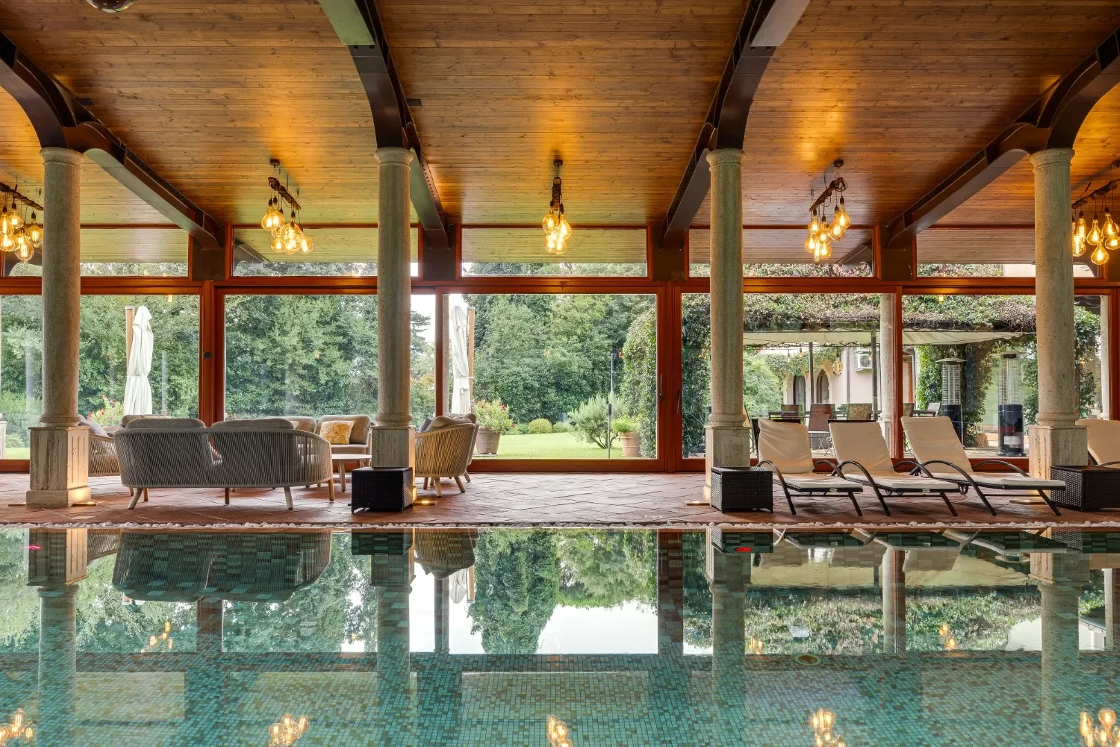 image of the Roman pool indoor at the Rome villa for sale